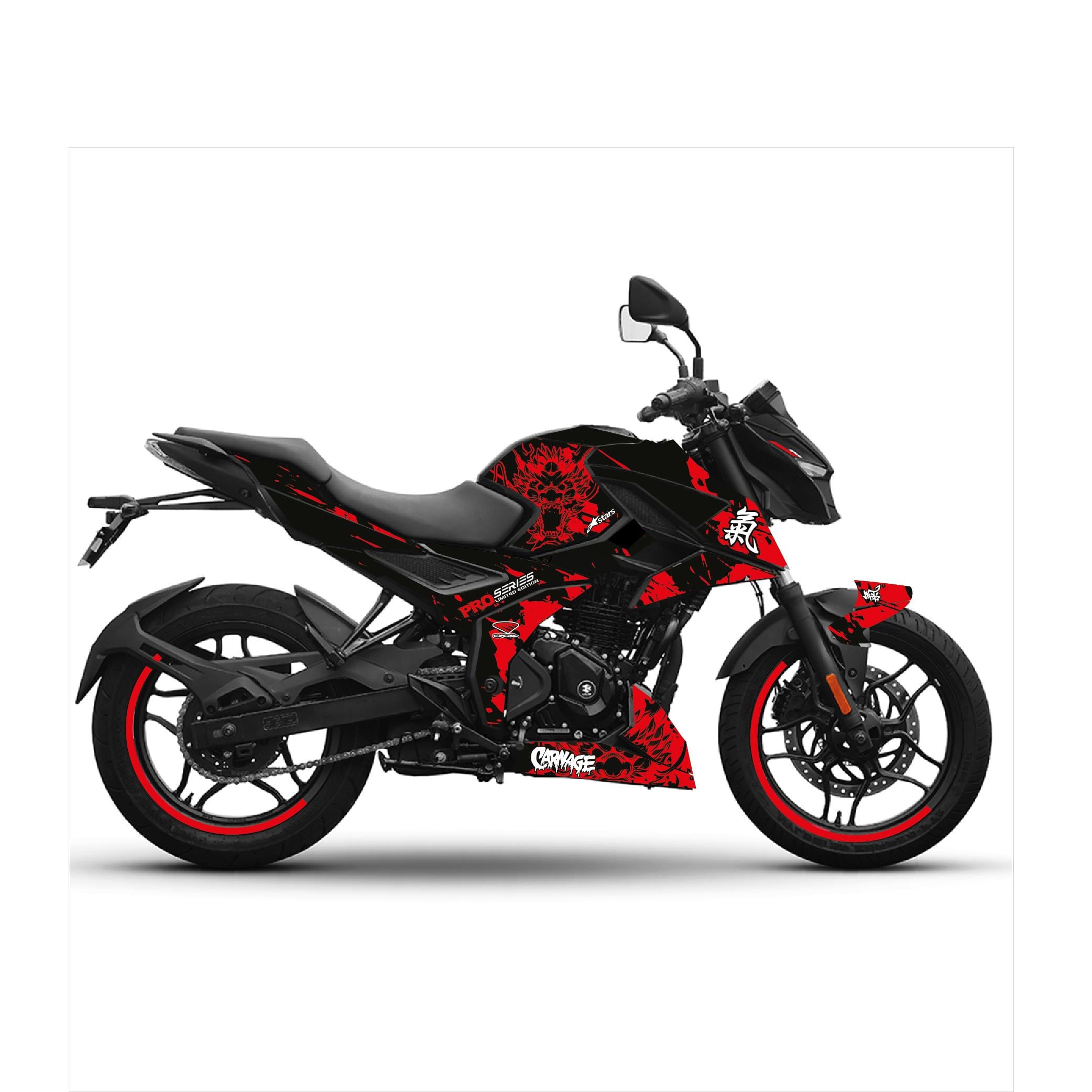 Bajaj N250 Blood Tasarım Motosiklet Sticker Etiket Kaplama Modeli - Kırmızı