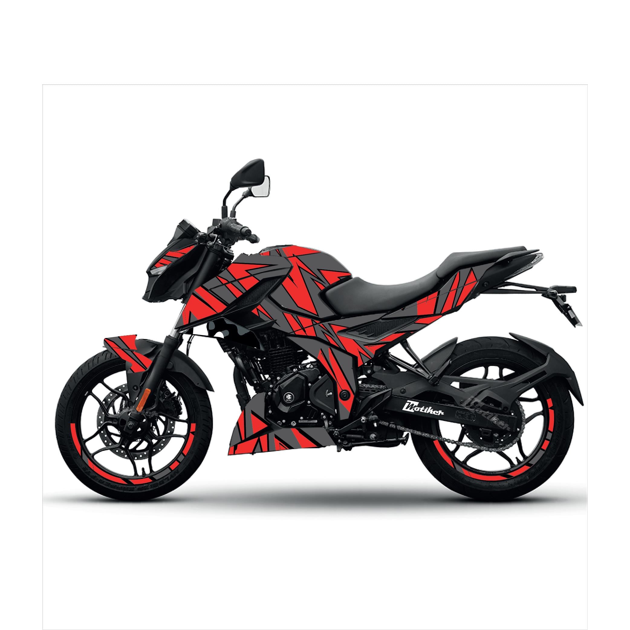 Bajaj N250 Divided Line Tasarım Motosiklet Sticker Etiket Kaplama Modeli Kırmızı Ve Gri
