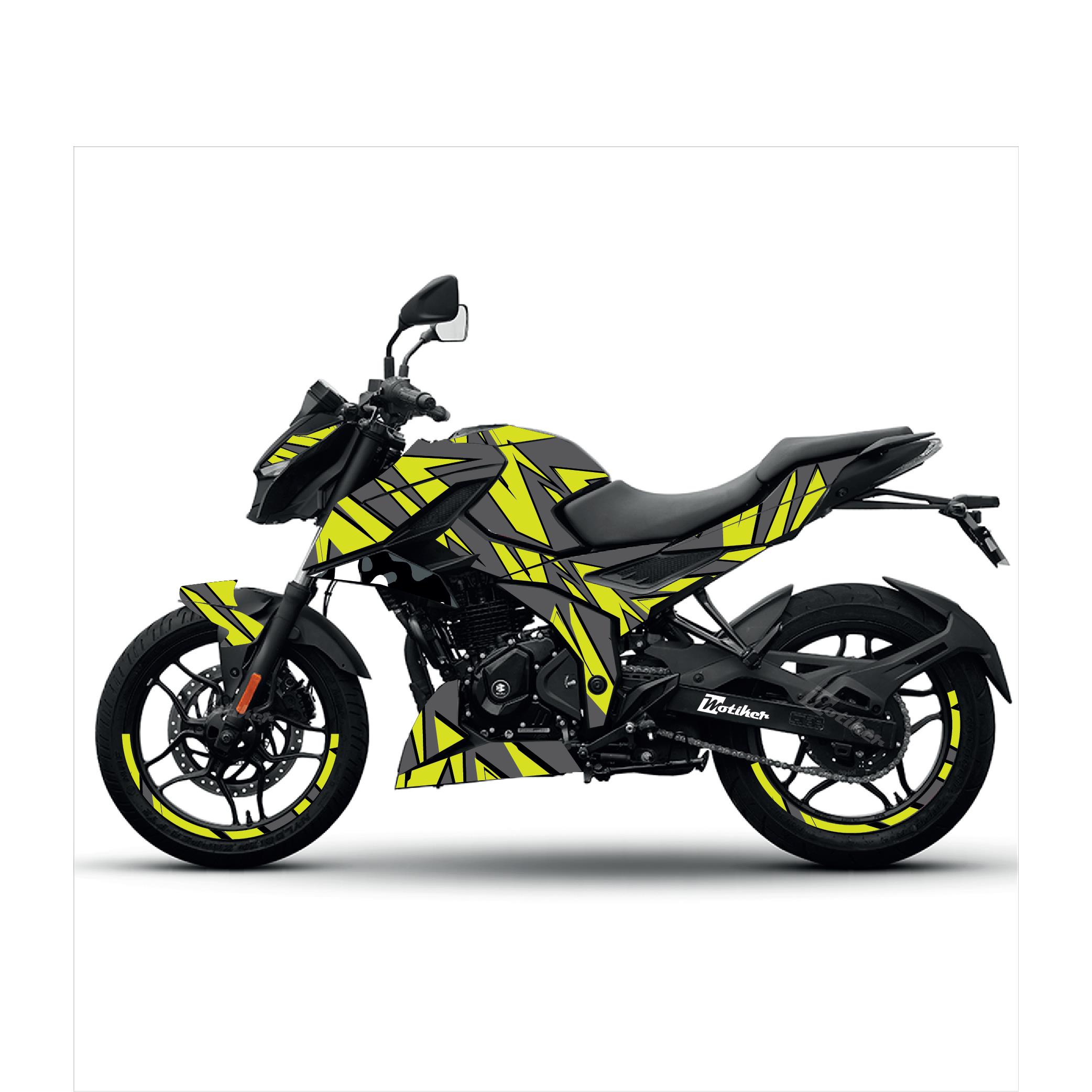 Bajaj N250 Divided Line Tasarım Motosiklet Sticker Etiket Kaplama Modeli Sarı Ve Gri