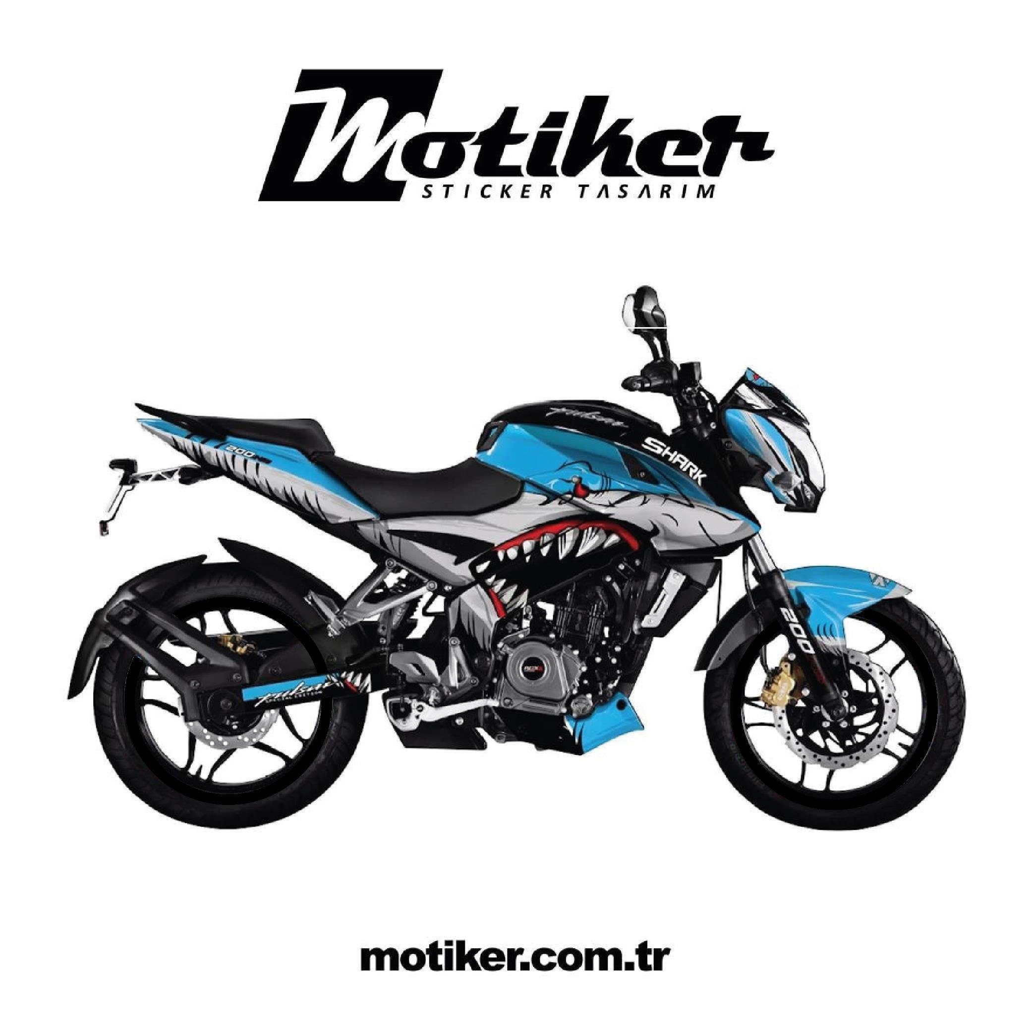 Bajaj NS200 Blue Shark Sticker Etiket Kaplama Modeli