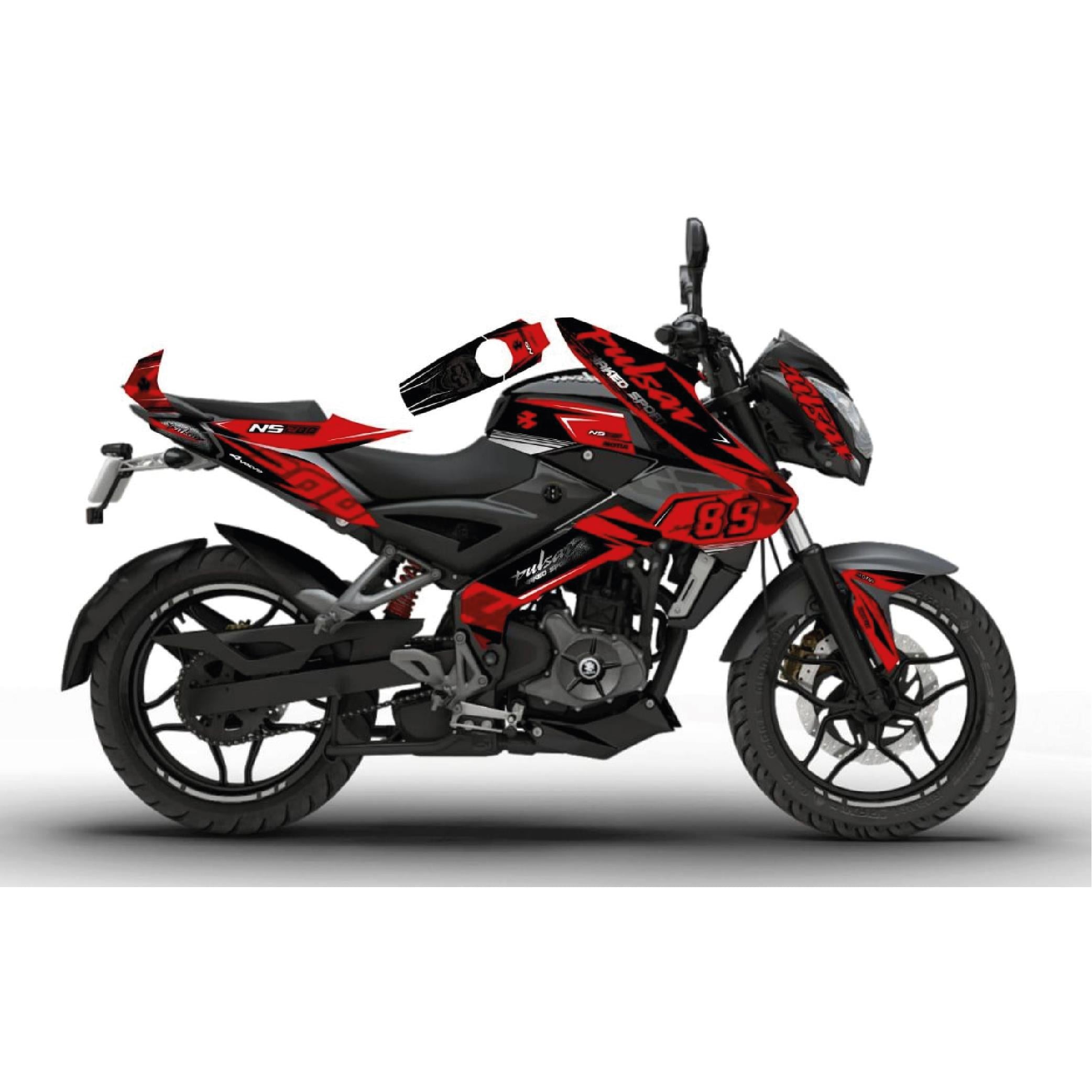 PULSAR NS 200BAJAJ NS200 Sticker 89 Red Kaplama Etiket Tasarım Modeli