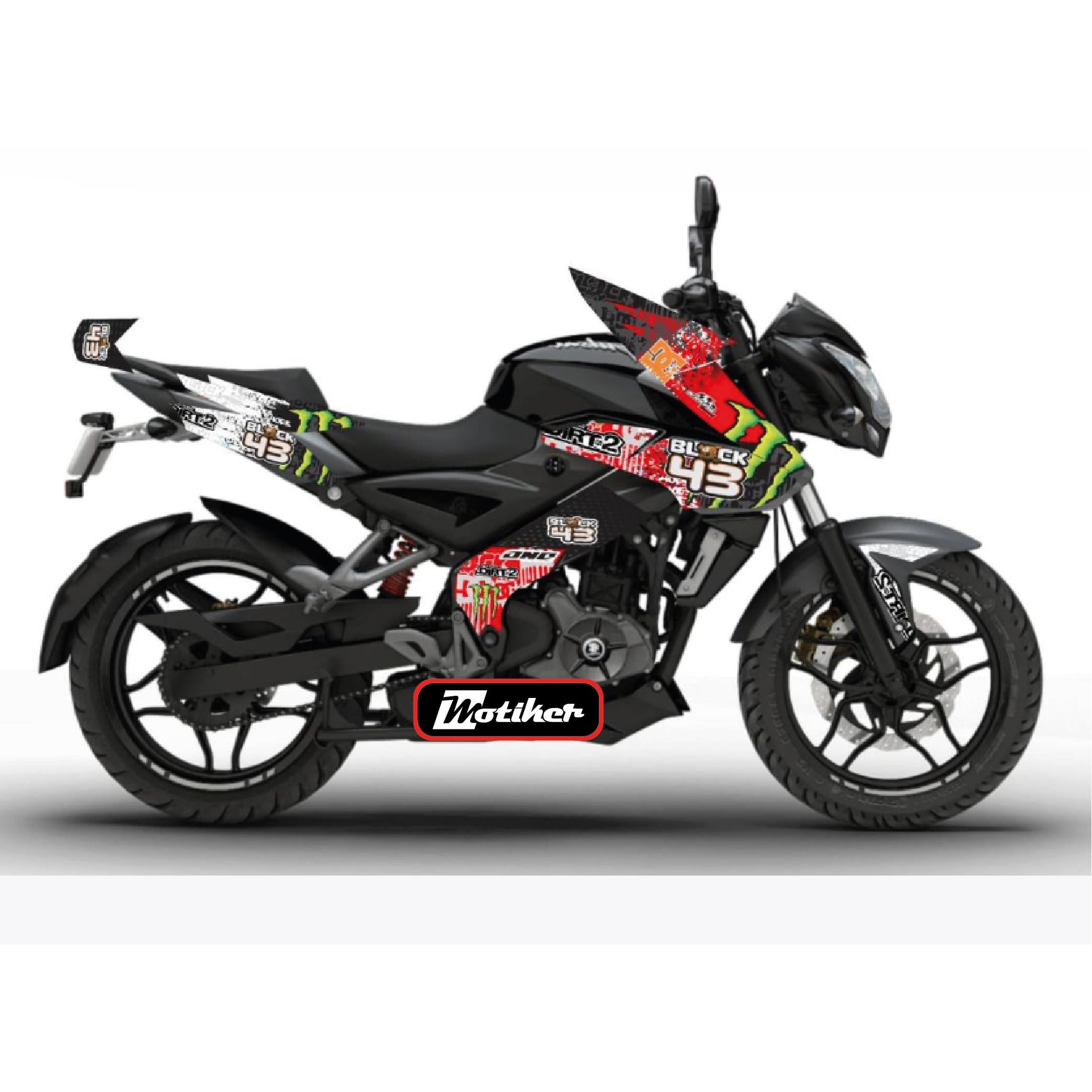 PULSAR NS 200BAJAJ NS200 Sticker BLOCK43 Kaplama Etiket Tasarım Modeli
