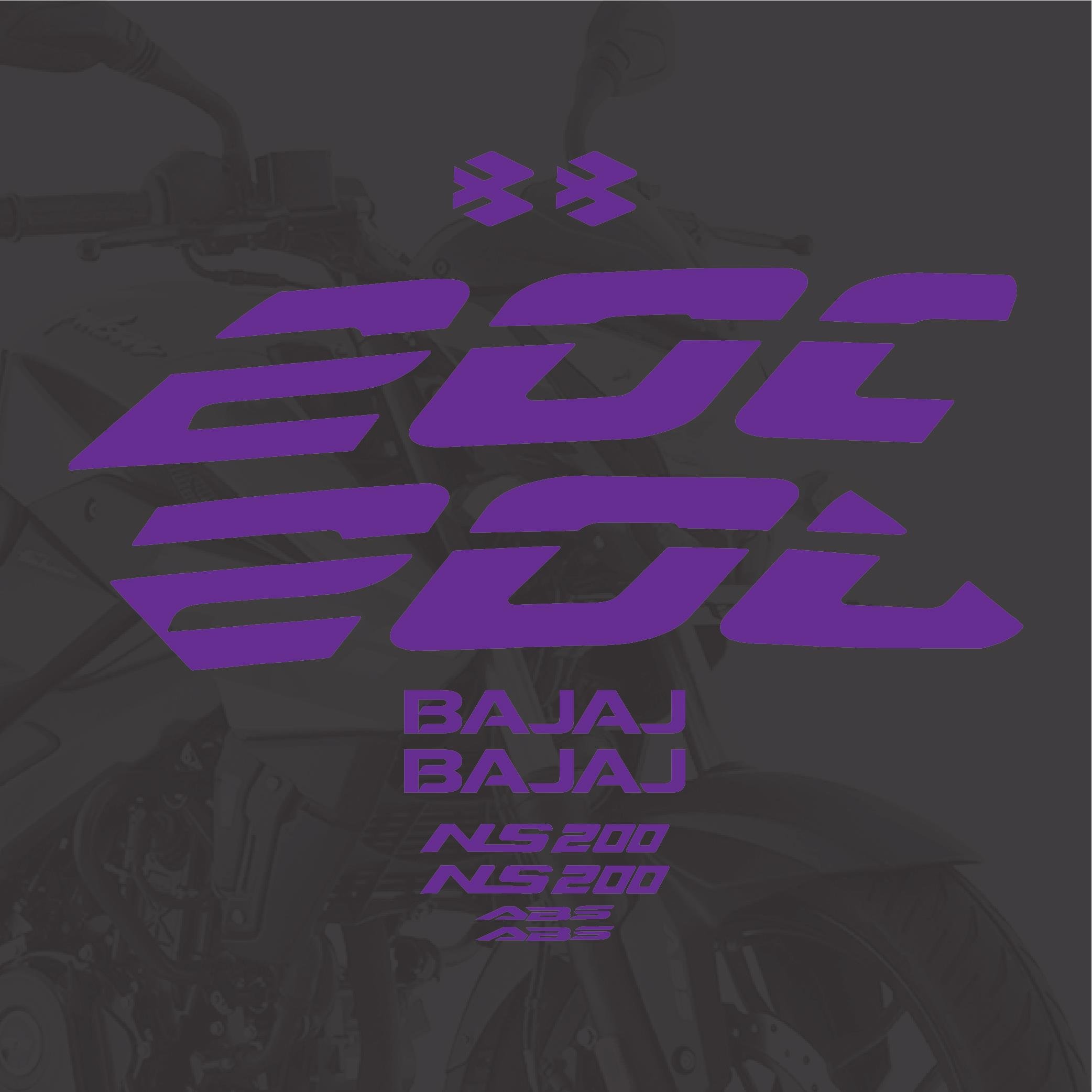 PULSAR NS 200Bajaj NS200 Sticker Mor Set Motosiklet Sticker Etiket Modeli