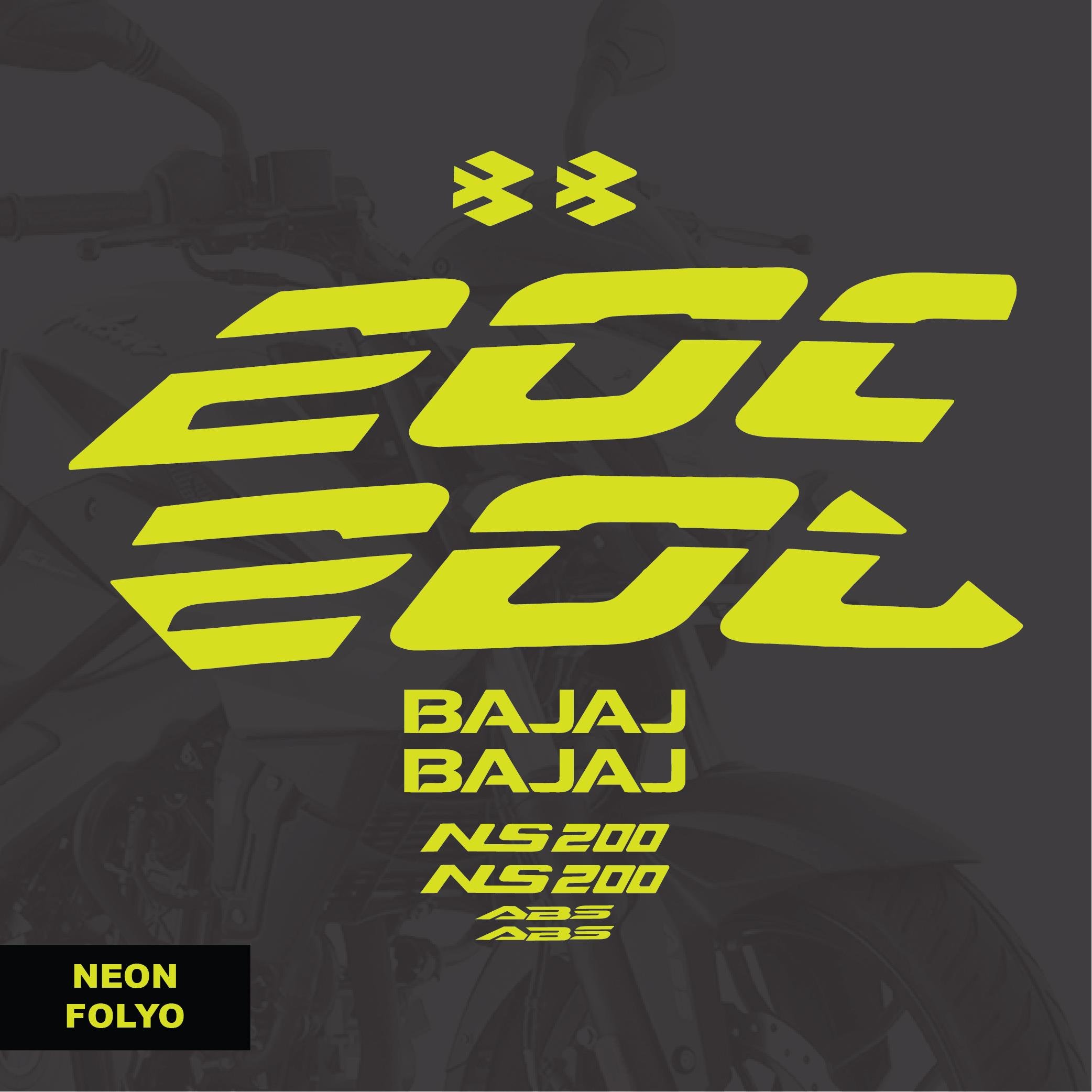 PULSAR NS 200Bajaj NS200 Sticker Neon Sarı ( Yeşil )  Set Motosiklet Sticker Etiket Modeli
