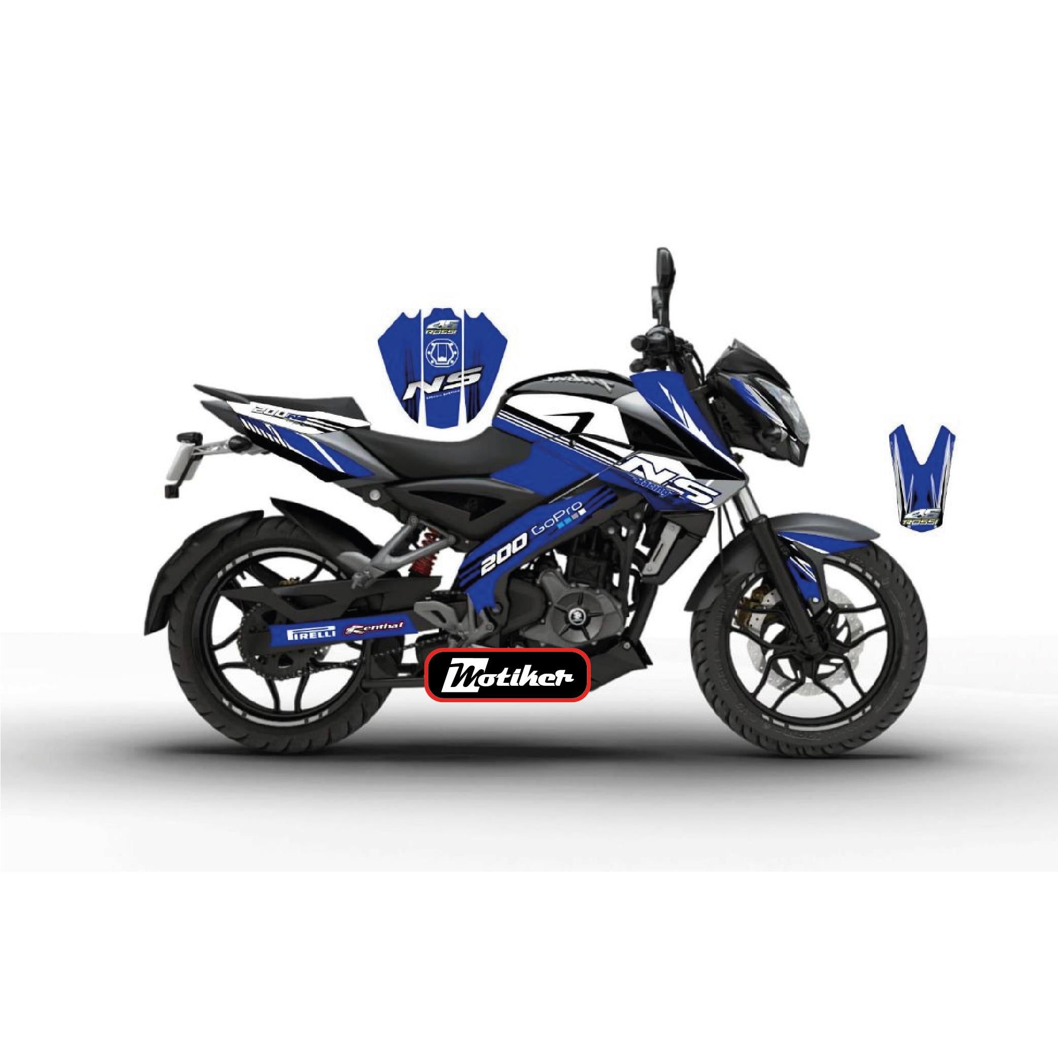 PULSAR NS 200BAJAJ NS200 Sticker Racing Blue Kaplama Etiket Tasarım Modeli