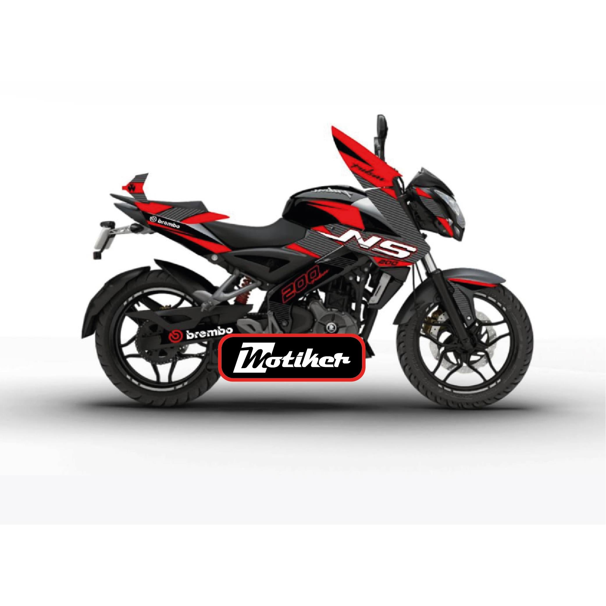 PULSAR NS 200BAJAJ NS200 Sticker Red Grilled Kaplama Etiket Tasarım Modeli