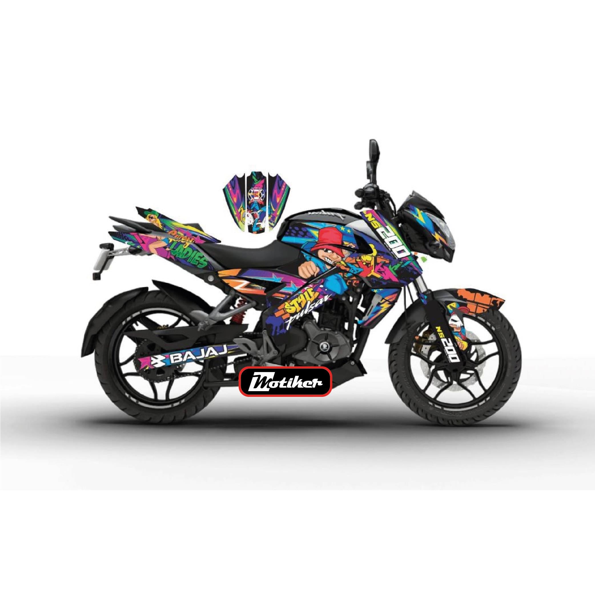 PULSAR NS 200BAJAJ NS200 Sticker Star Style Kaplama Etiket Tasarım Modeli