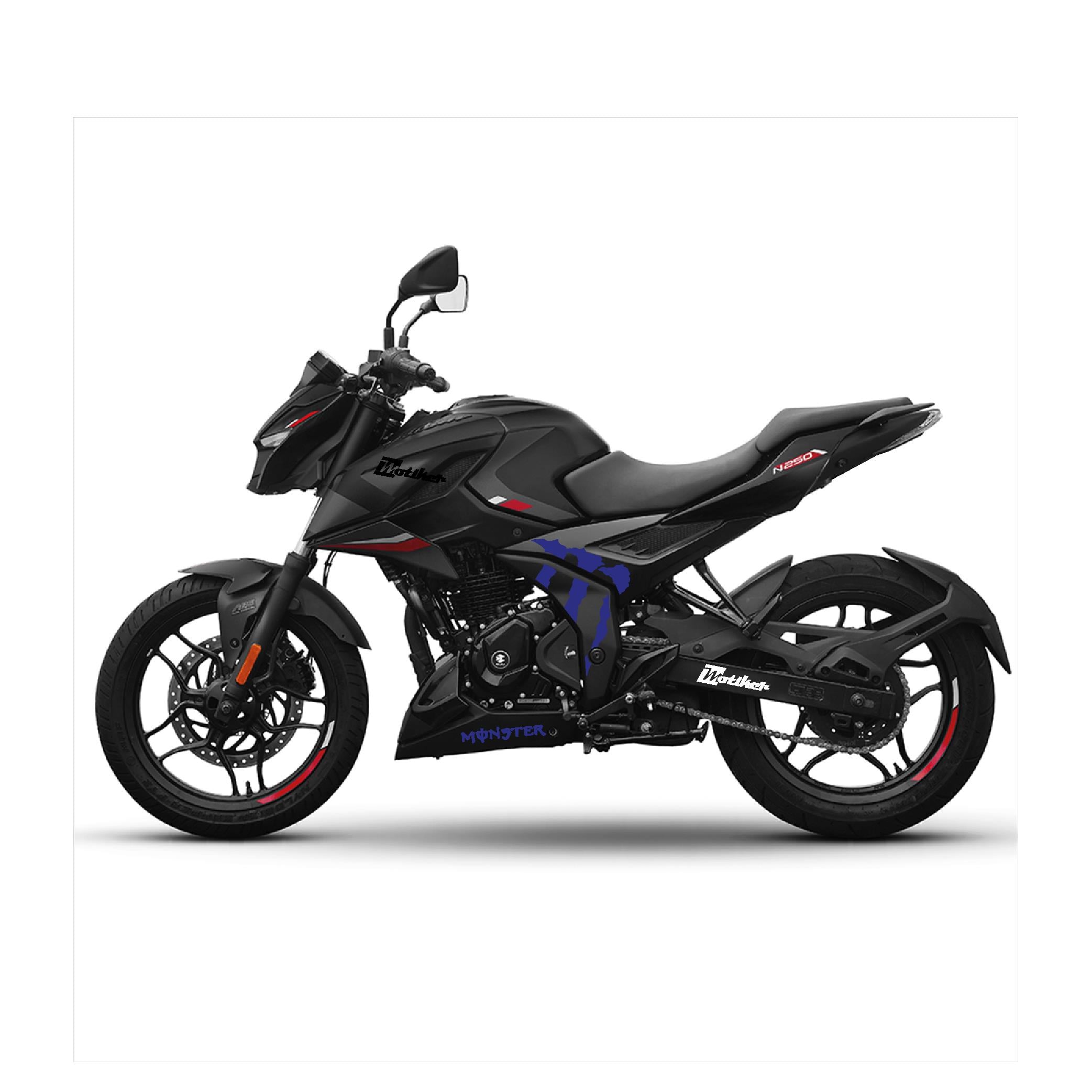 BAJAJ PULSAR N250 Orta Şase Motosiklet Sticker Etiket Modeli Monster Energy Lacivert