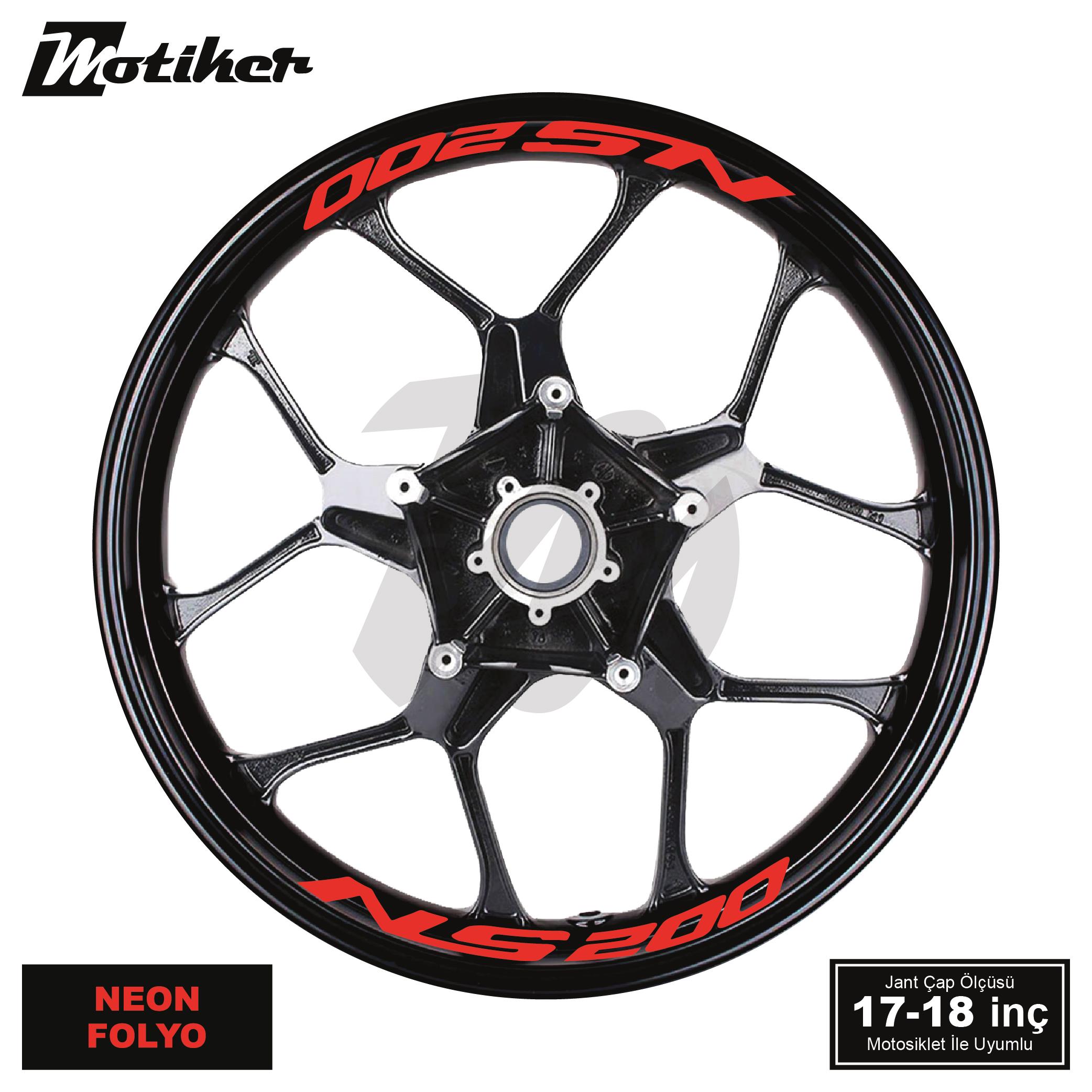 PULSAR NS 200Bajaj Pulsar NS 200 Yazılı 8 Li Jant İçi Yazı Sticker Neon Turuncu