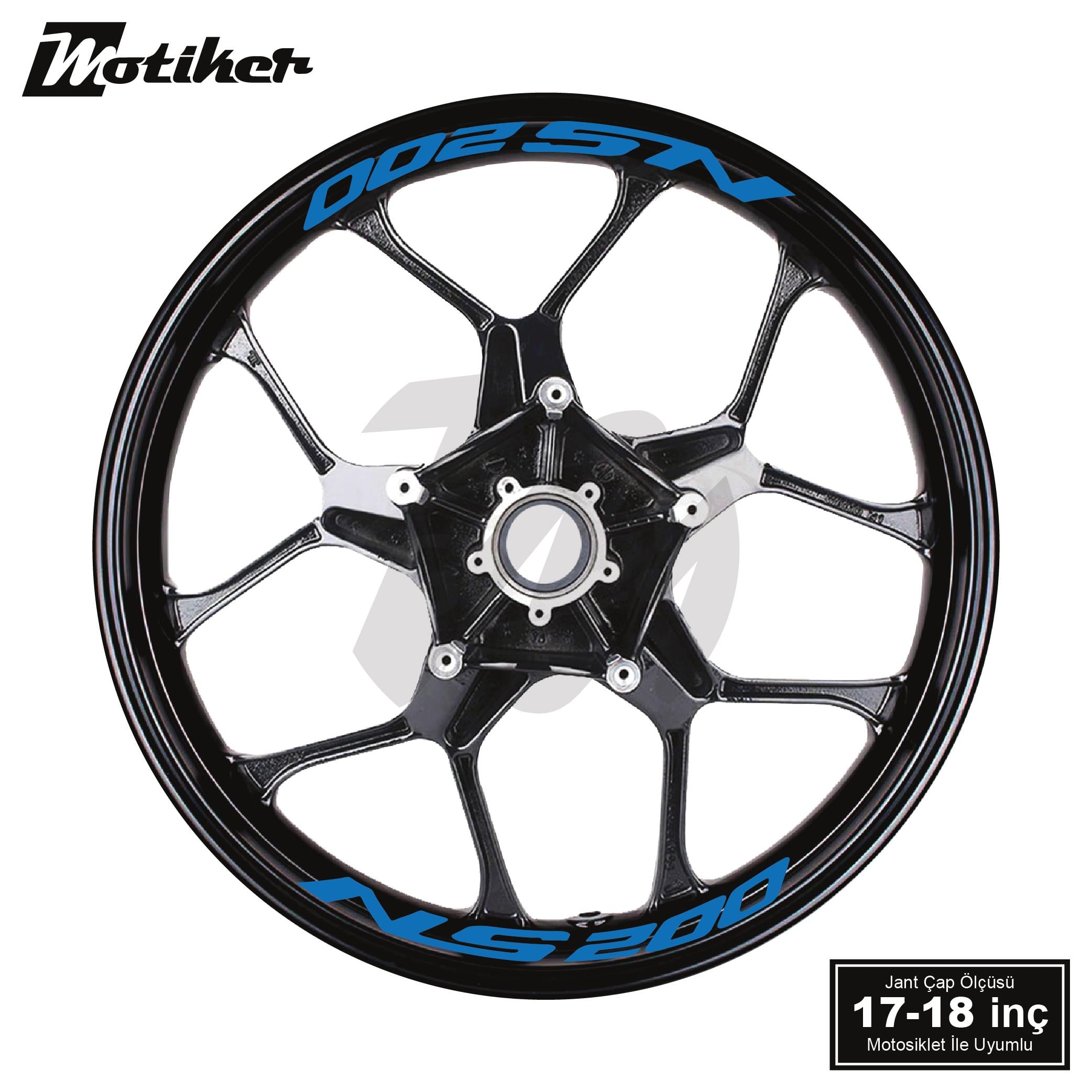 PULSAR NS 200Bajaj Pulsar NS 200 Yazılı 8 Li Jant İçi Yazı Sticker Mavi
