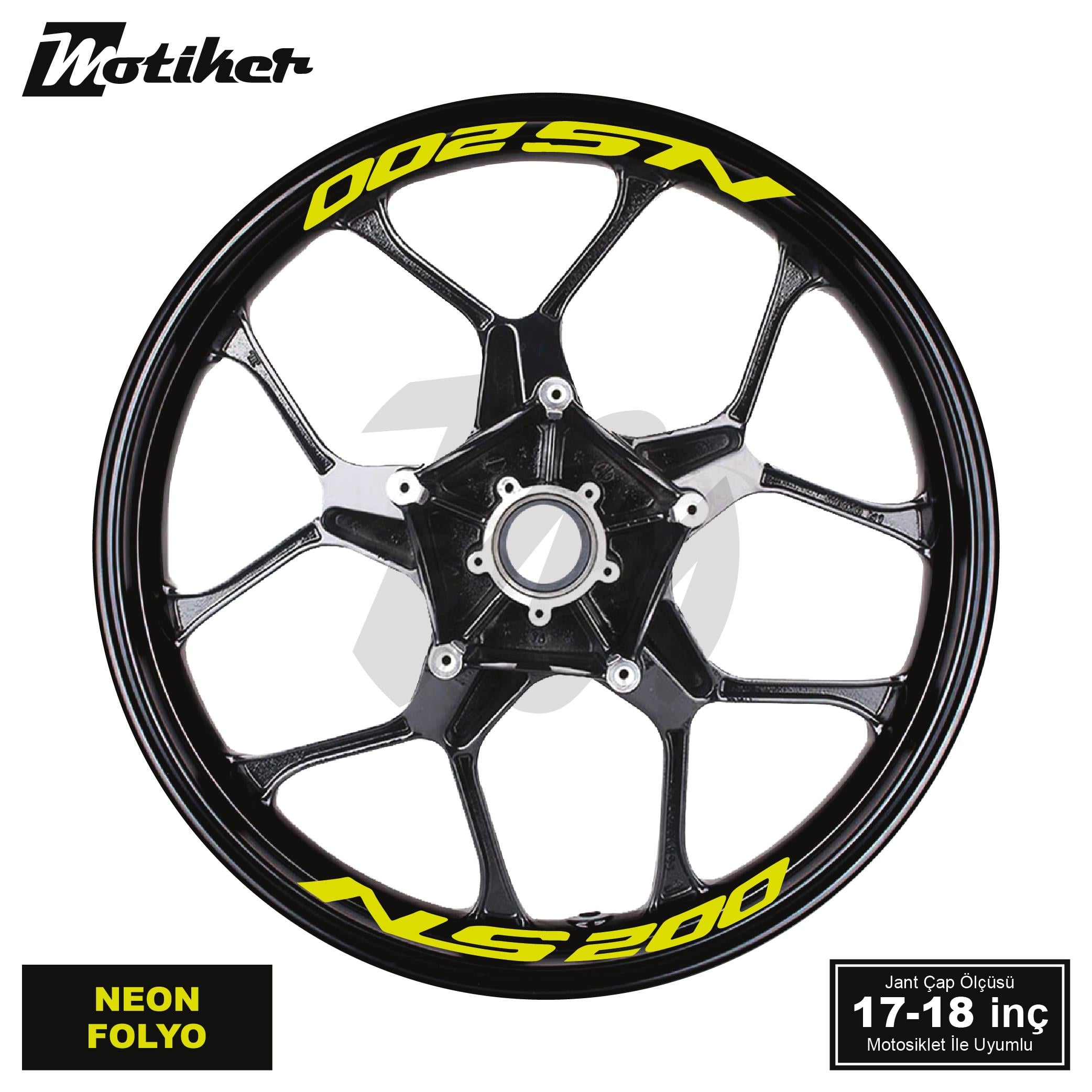 PULSAR NS 200Bajaj Pulsar NS 200 Yazılı 8 Li Jant İçi Yazı Sticker Neon Sarı