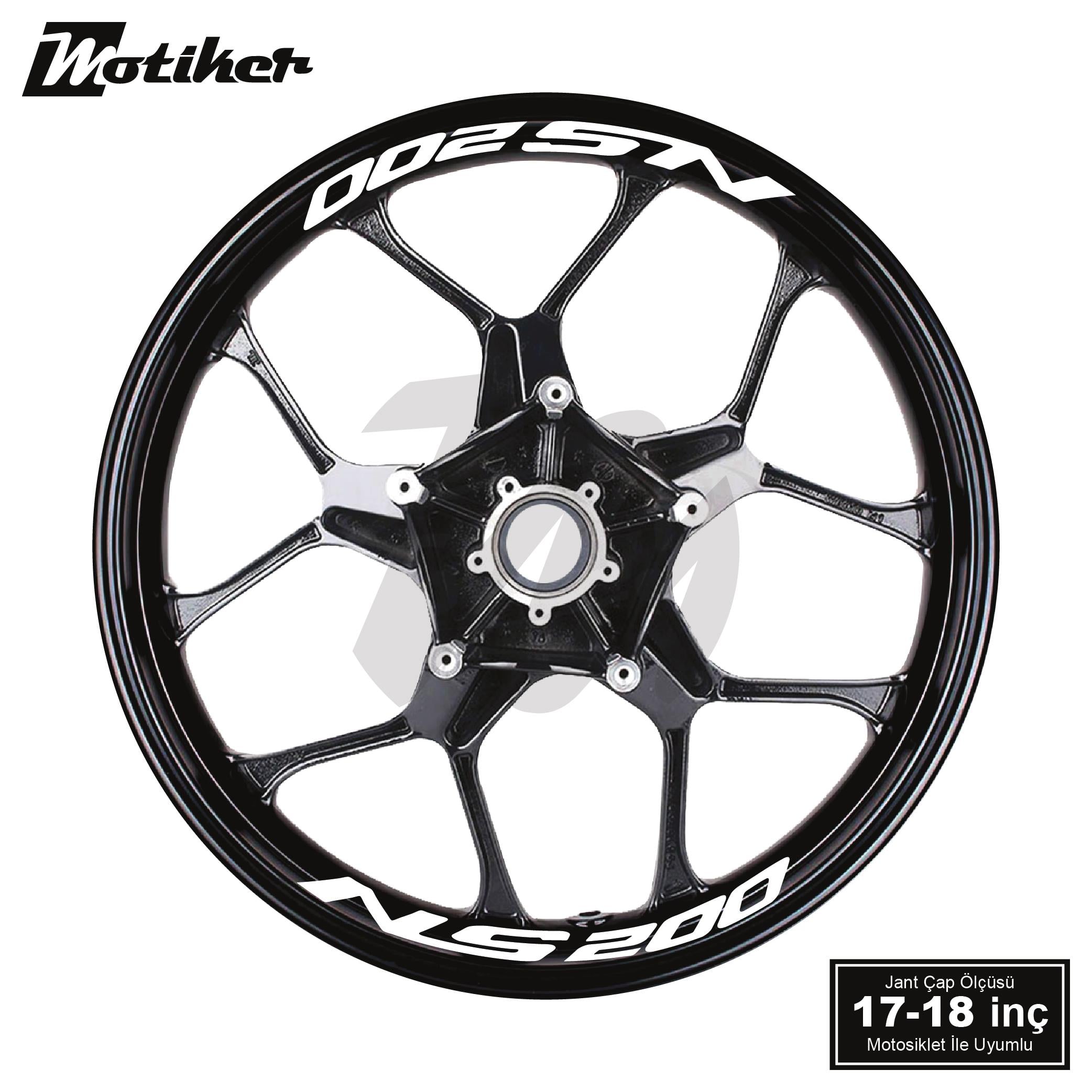 PULSAR NS 200Bajaj Pulsar NS 200 Yazılı 8 Li Jant İçi Yazı Sticker Beyaz