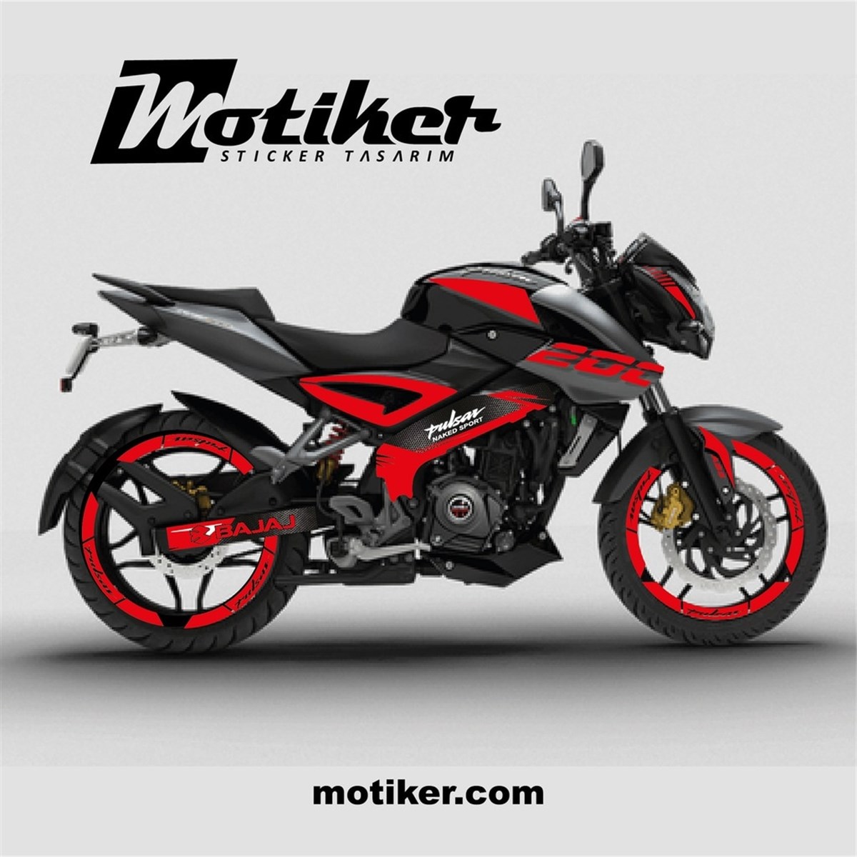 Bajaj Pulsar NS200 2020-2021 Kırmızı Sticker Takım Modeli
