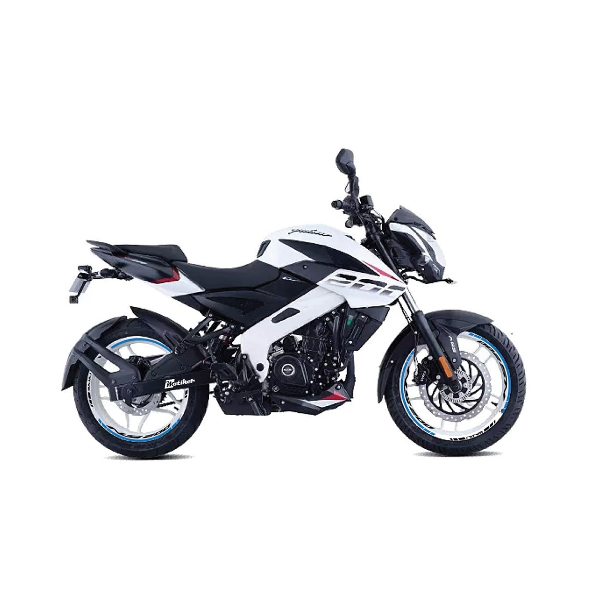 Bajaj Pulsar NS200 Mavi ve Siyah İç ve Dış Yazılı Jant Sticker Modeli