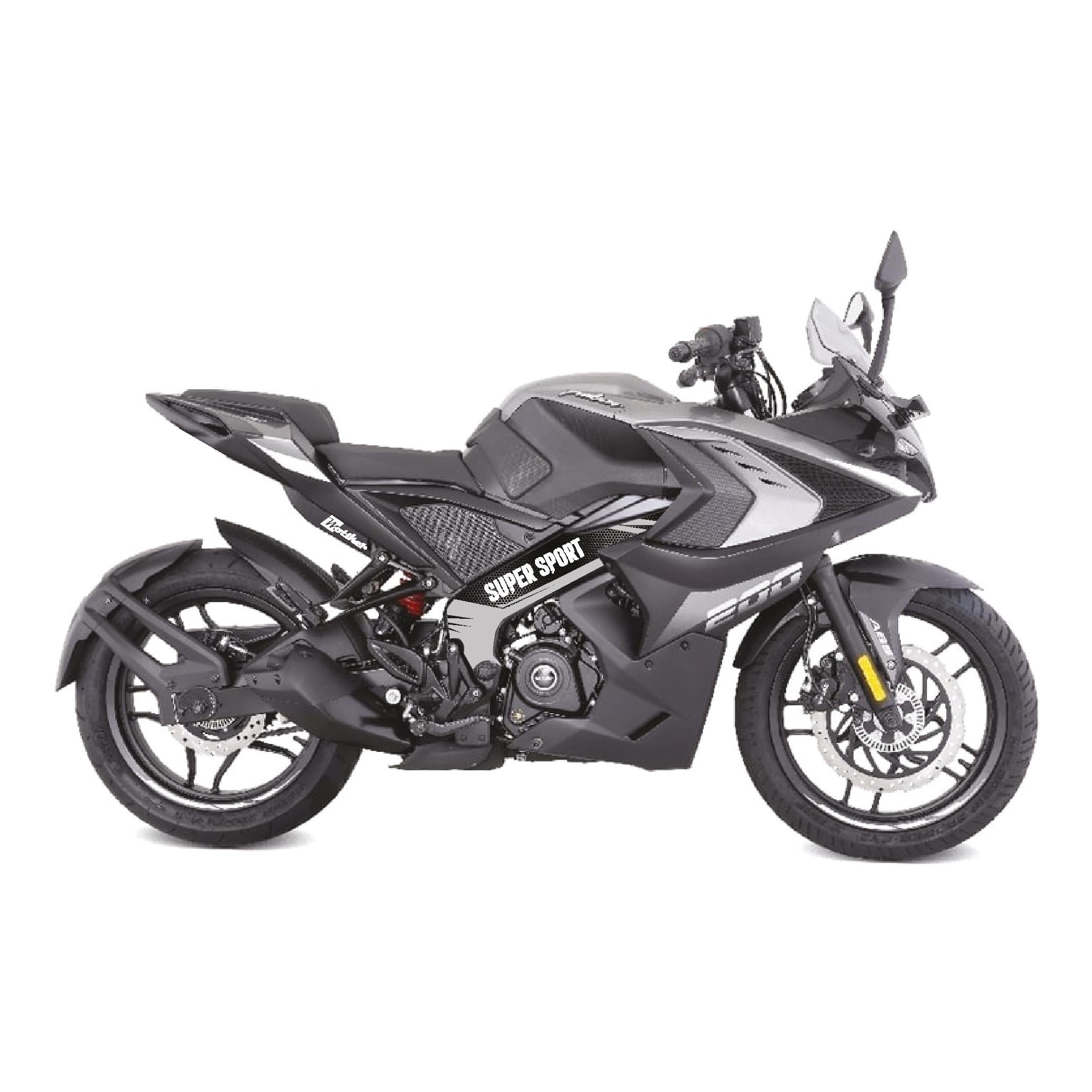 BAJAJ PULSAR RS200 Orta Şase Motosiklet Sticker Etiket Modeli Super Sport Gri