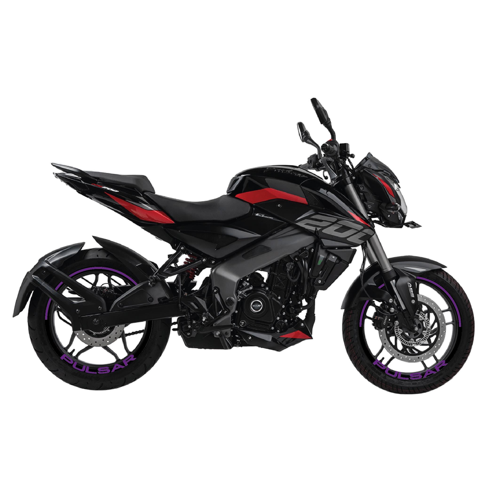 PULSAR NS 200Bajaj Pulsar Yazılı Dış Çizgi İç Geniş Yazılı Motosiklet Jant Sticker Etiket Modeli Mor