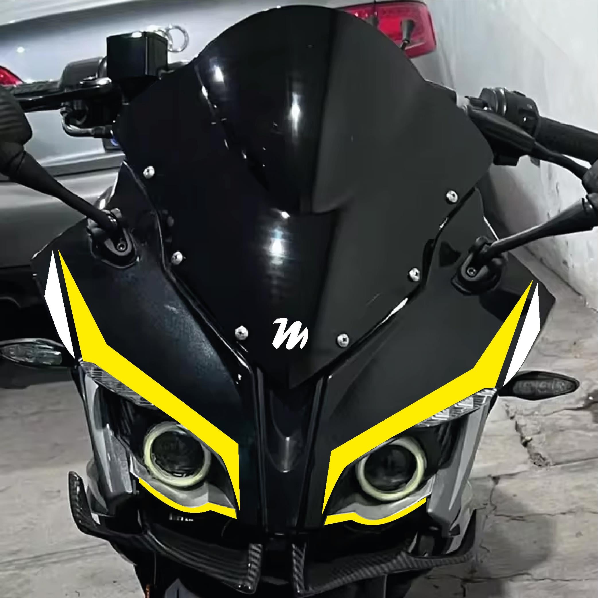 PULSAR RS 200Bajaj RS200 6'lı Ön Kafa Sticker Etiket Modeli Çift Renk Açık Sarı Beyaz Set