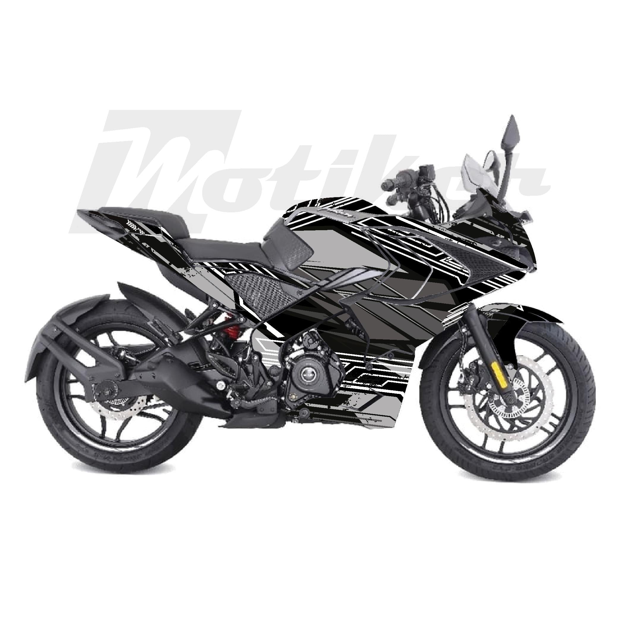 PULSAR RS 200Bajaj RS200 K'night Model arçalı Motosiklet Kaplama Sticker Etiket Modeli Koyu Gri Gri Beyaz