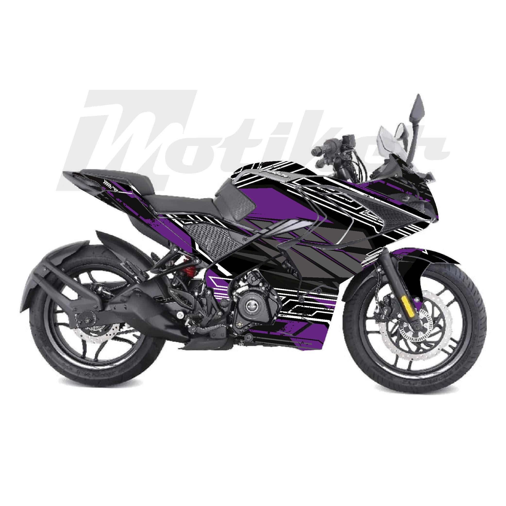 PULSAR RS 200Bajaj RS200 K'night Model arçalı Motosiklet Kaplama Sticker Etiket Modeli Mor Gri Beyaz