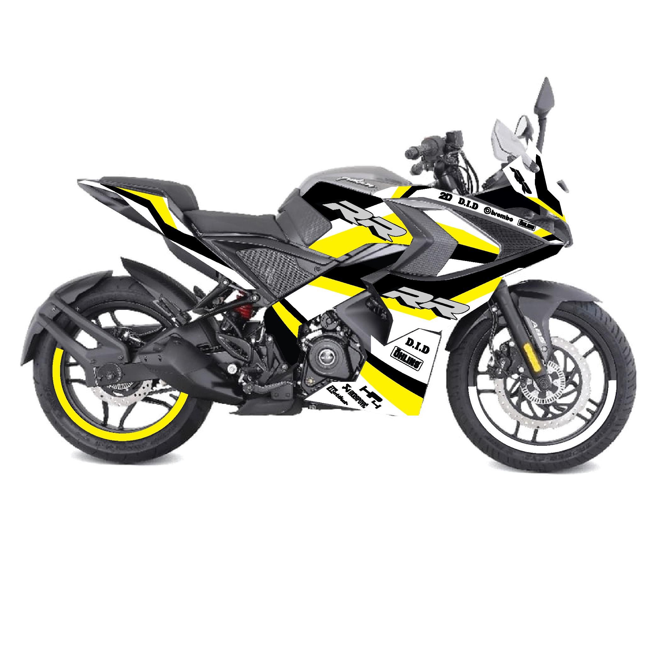BAJAJ RS200 RR Model Tasarım Motosiklet Sticker Etiket Modeli Sarı - Siyah 