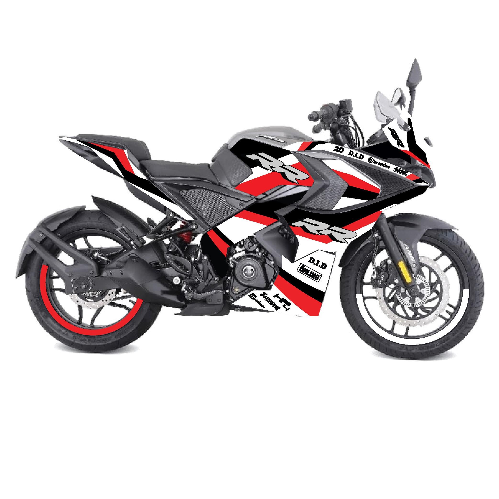 BAJAJ RS200 RR Model Tasarım Motosiklet Sticker Etiket Modeli Kırmızı - Siyah