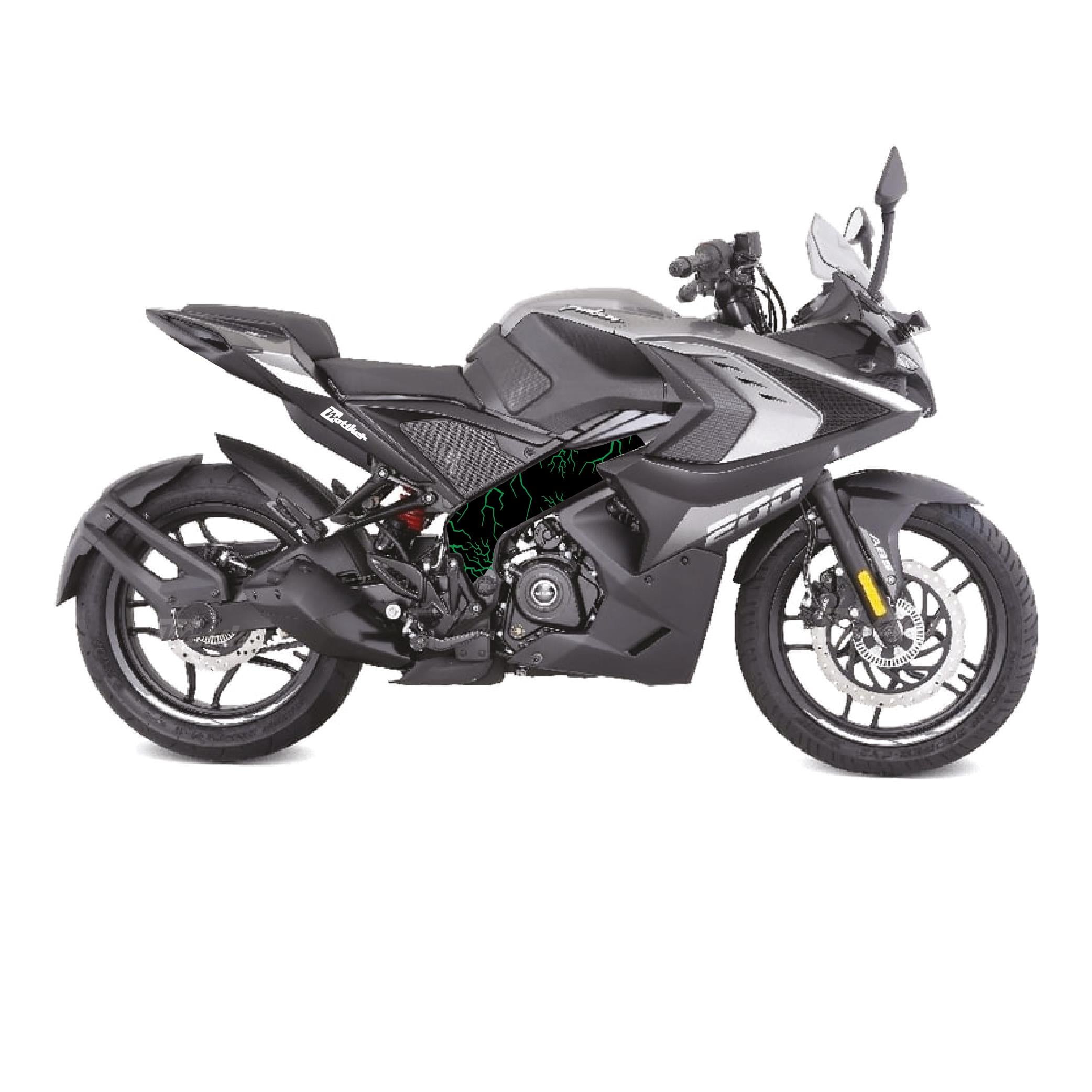 PULSAR RS 200Bajaj RS200 Şimşek (Lightning) Yeşil Desen Orta Şase Sticker Etiket Modeli