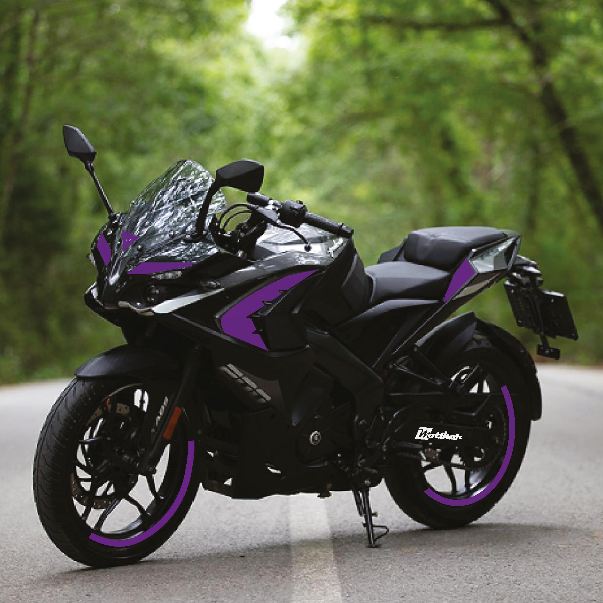 PULSAR RS 200Bajaj RS200 Tek Renk Mor Parçalı Motosiklet Sticker Etiket Takım Modeli