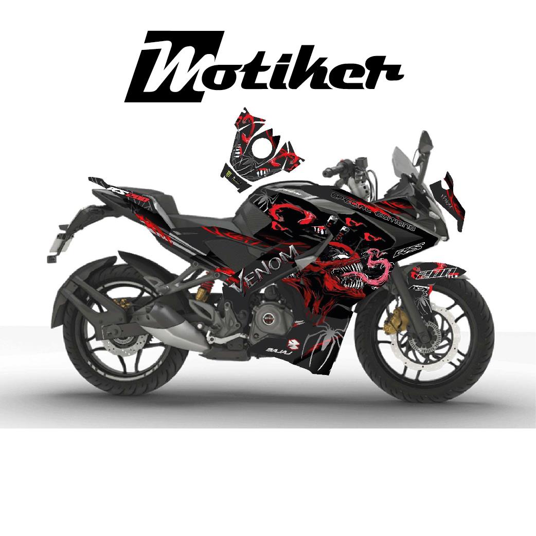 PULSAR RS 200Bajaj RS200 Venom Deadpool Sticker Etiket Parçalı Kaplama Modeli