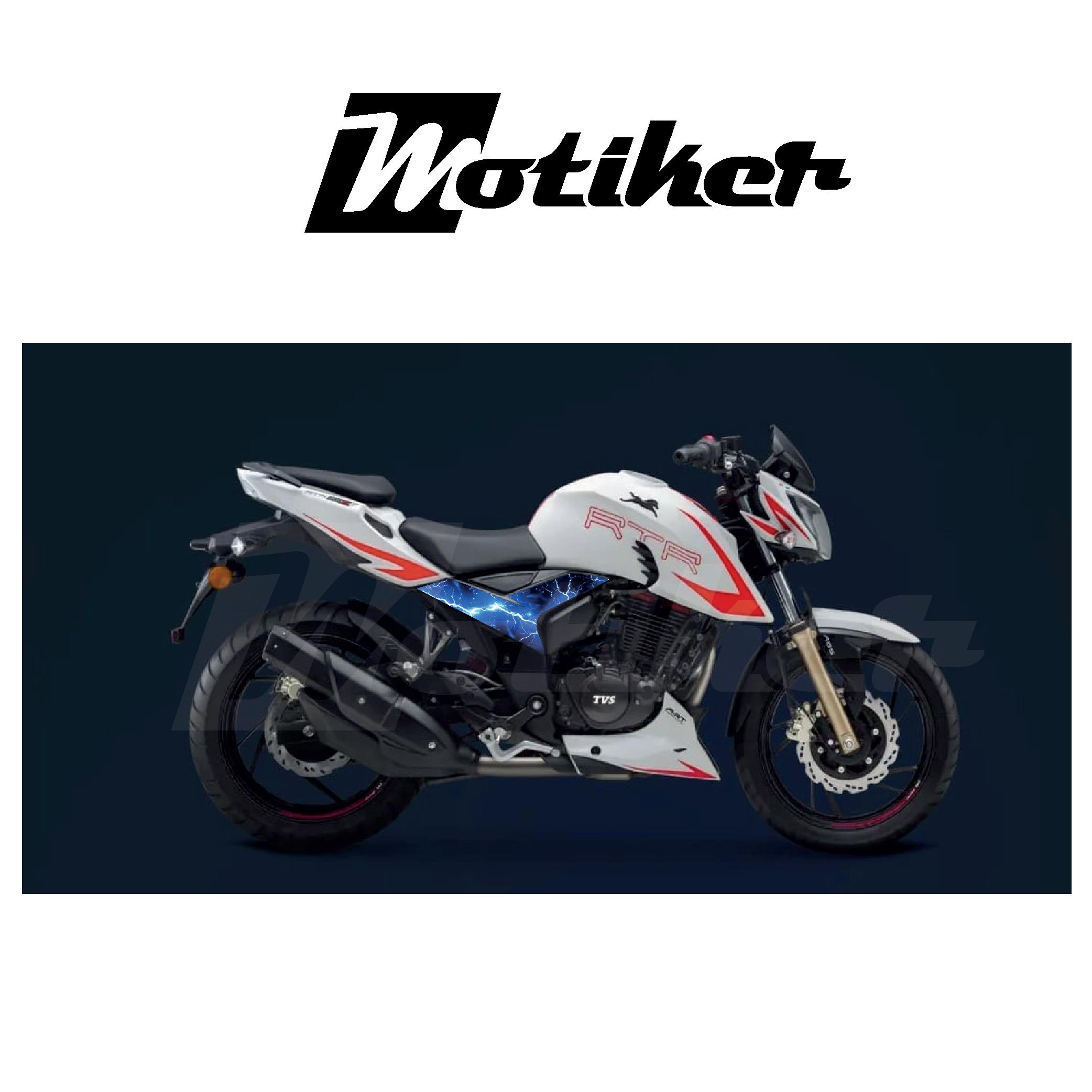 TVS RTR 200 Orta Şase Mavi Şimşek Tasarım Sticker Etiket Modeli