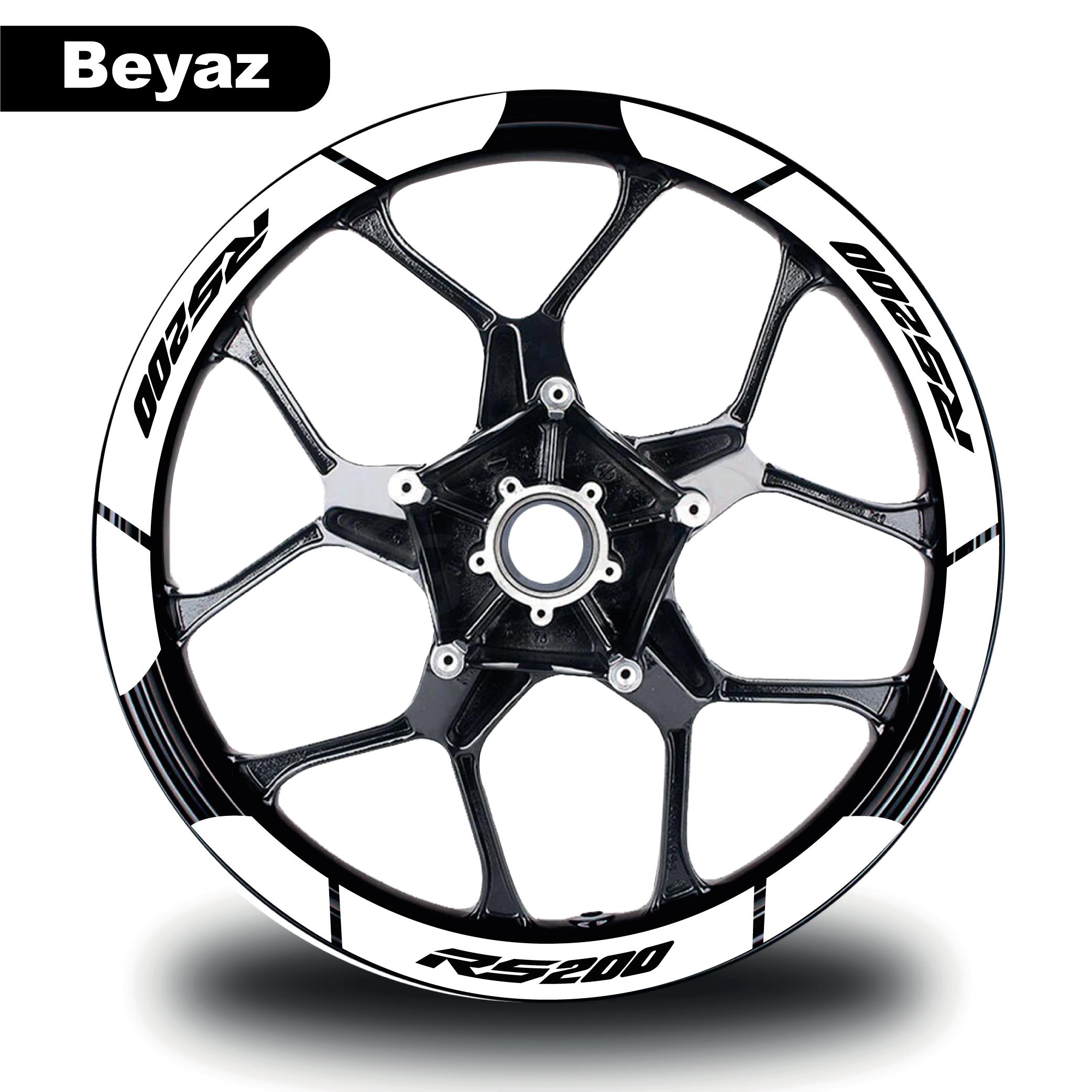 PULSAR RS 200Beyaz Bajaj Pulsar RS200 Geniş Jant Sticker Etiket Modeli