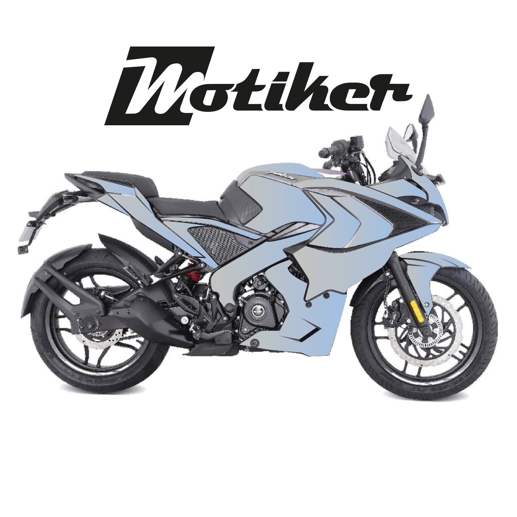 Bajaj Pulsar RS200 Parlak Mavi Parçalı Kaplama Tasarımı Sticker Etiket Modeli