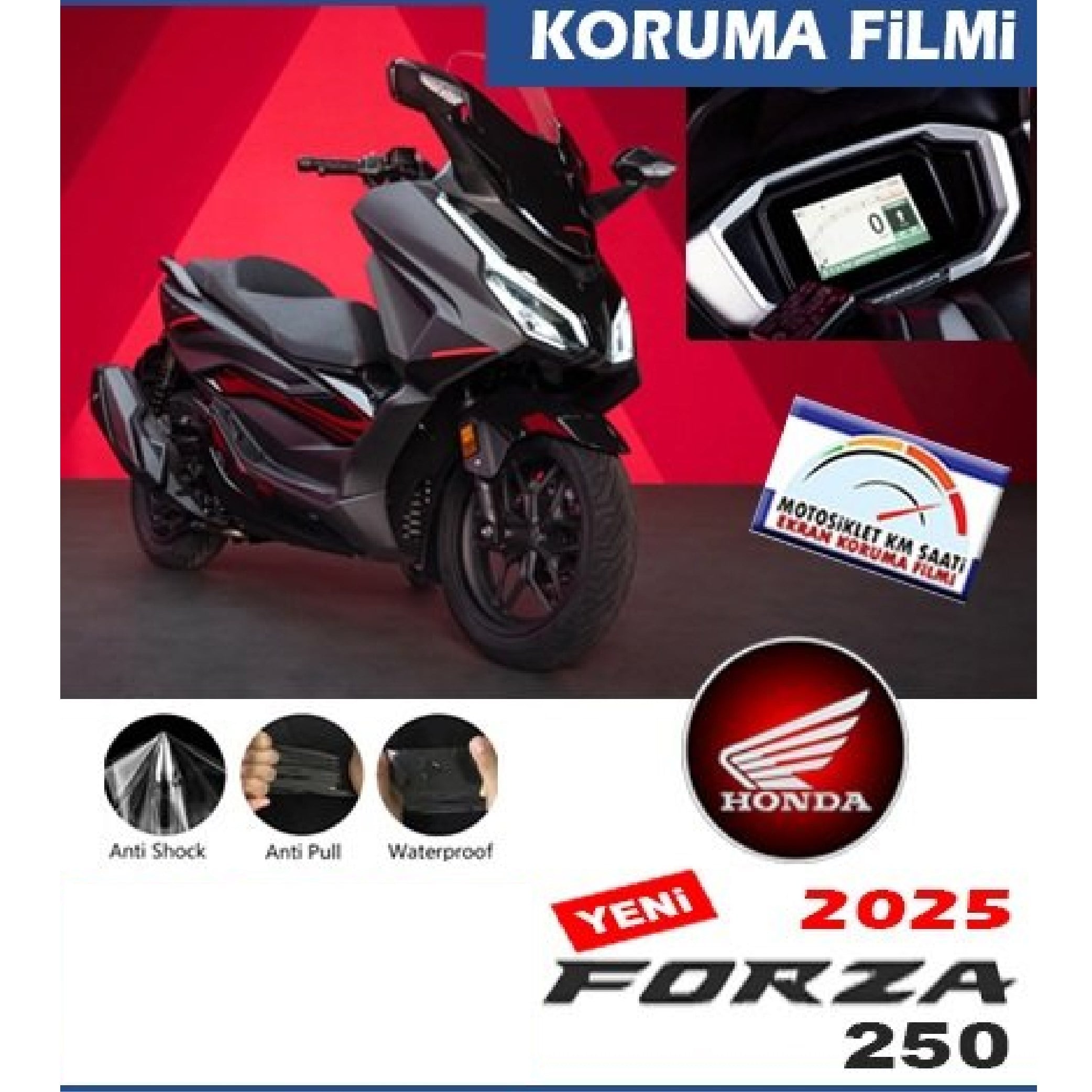 Honda Forza 250 Şeffaf Ekran Koruması Filmi Sticker Etiket Modeli