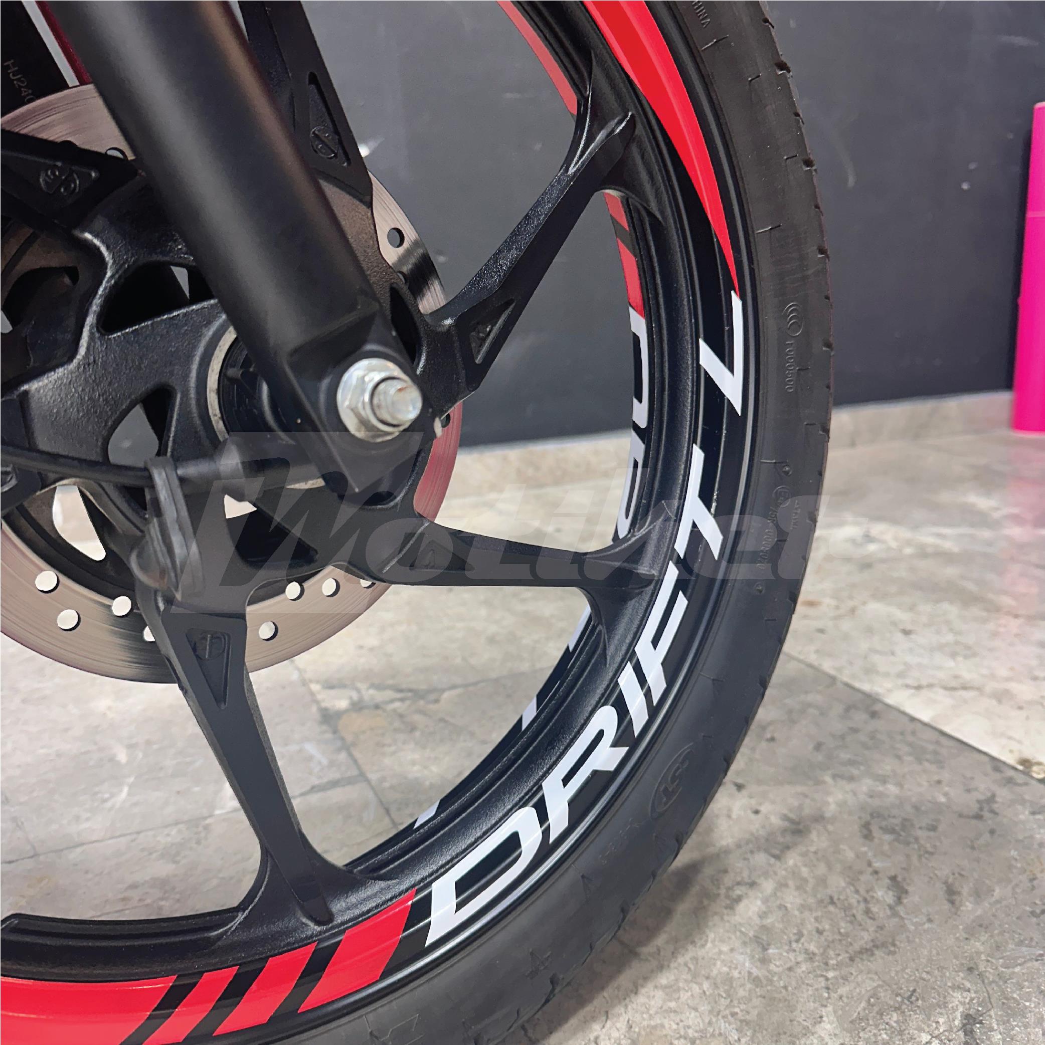 Mondial Drift L Geniş Jant Sticker Modeli 16lı Kırmızı Beyaz