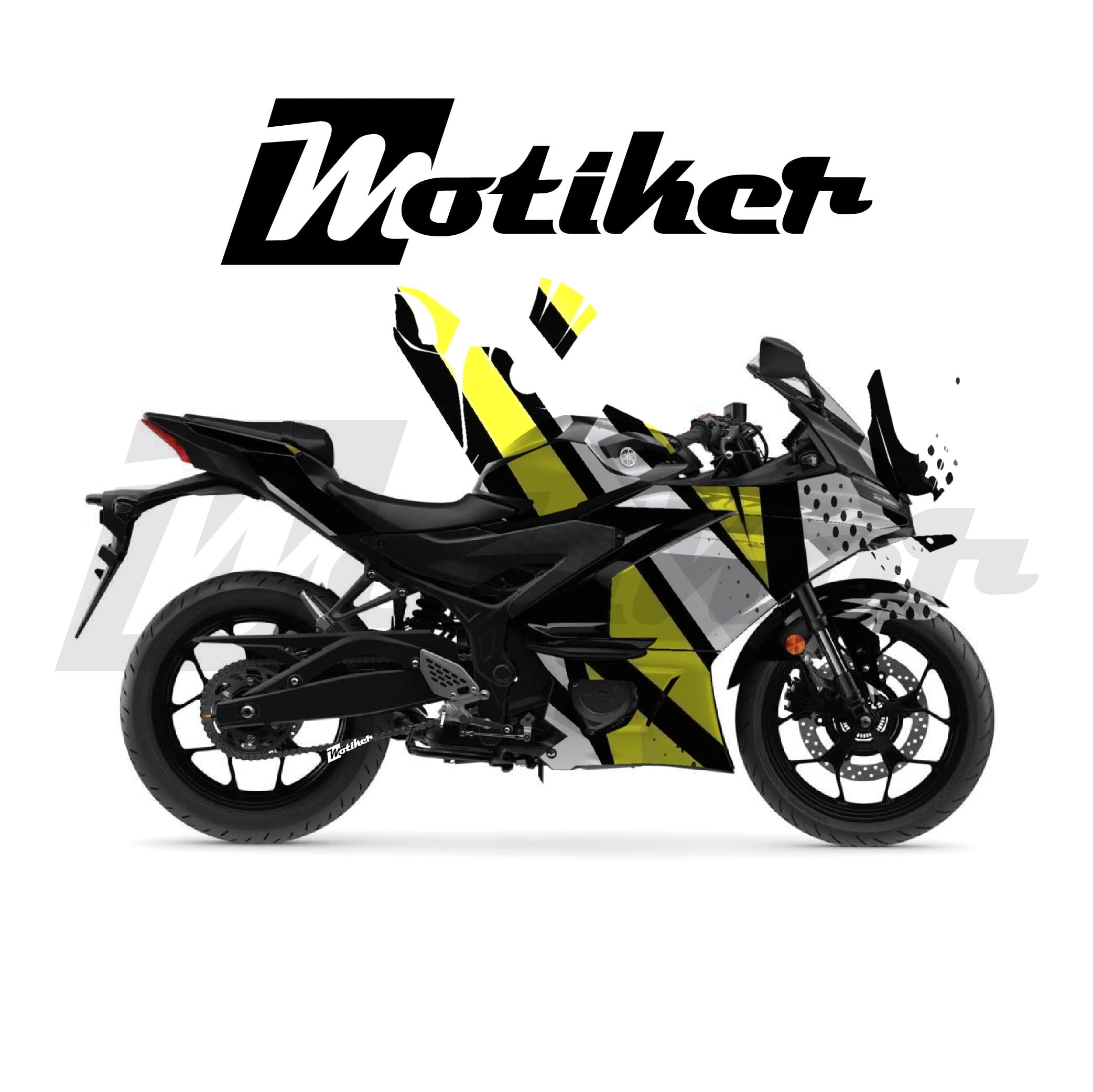 Yamaha YZF R25 Parçalı Kaplama Sticker Etiket Modeli Spor Çizgiler Desen 4 (MTK9365)