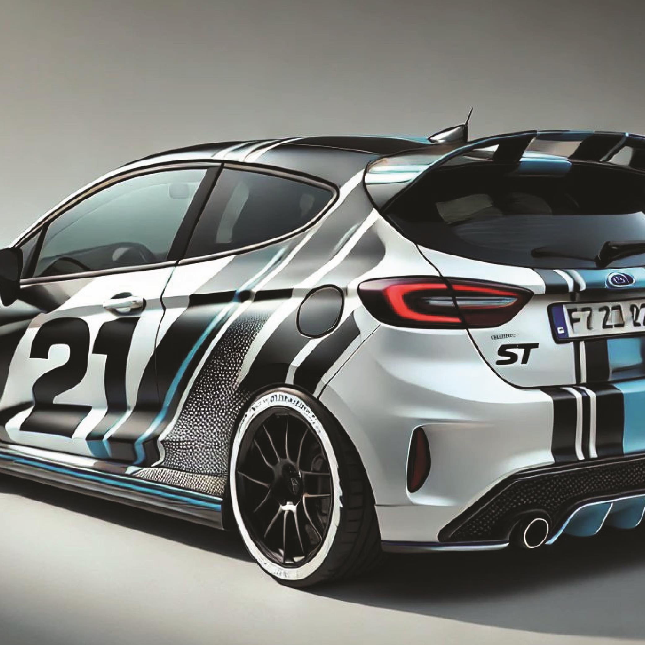 Ford Focus Turkuaz Ve Siyah  cizgi  şerit  desen   St Sticker Kaplama Folyo