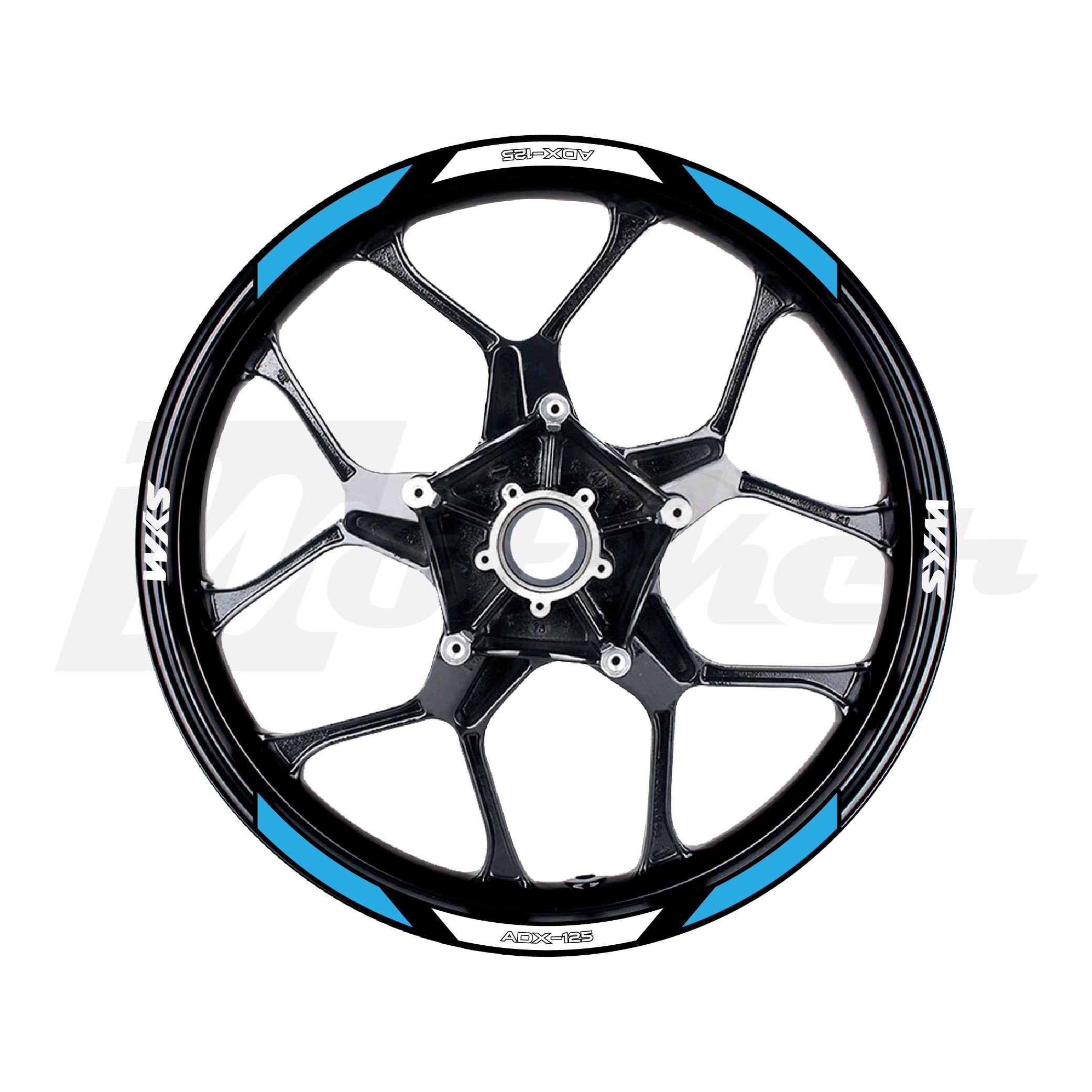 SYM ADX-125 Sticker Jant Dışı Mavi Beyaz Renkli Etiket Modeli Sticker