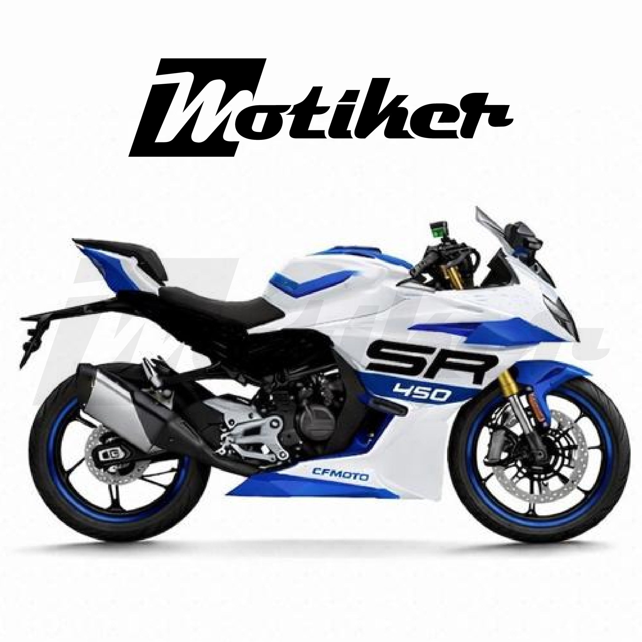CFMOTO 450SR Unique Tasarım Motosiklet Kaplama Sticker Etiket Modeli Beyaz Mavi Geçişli