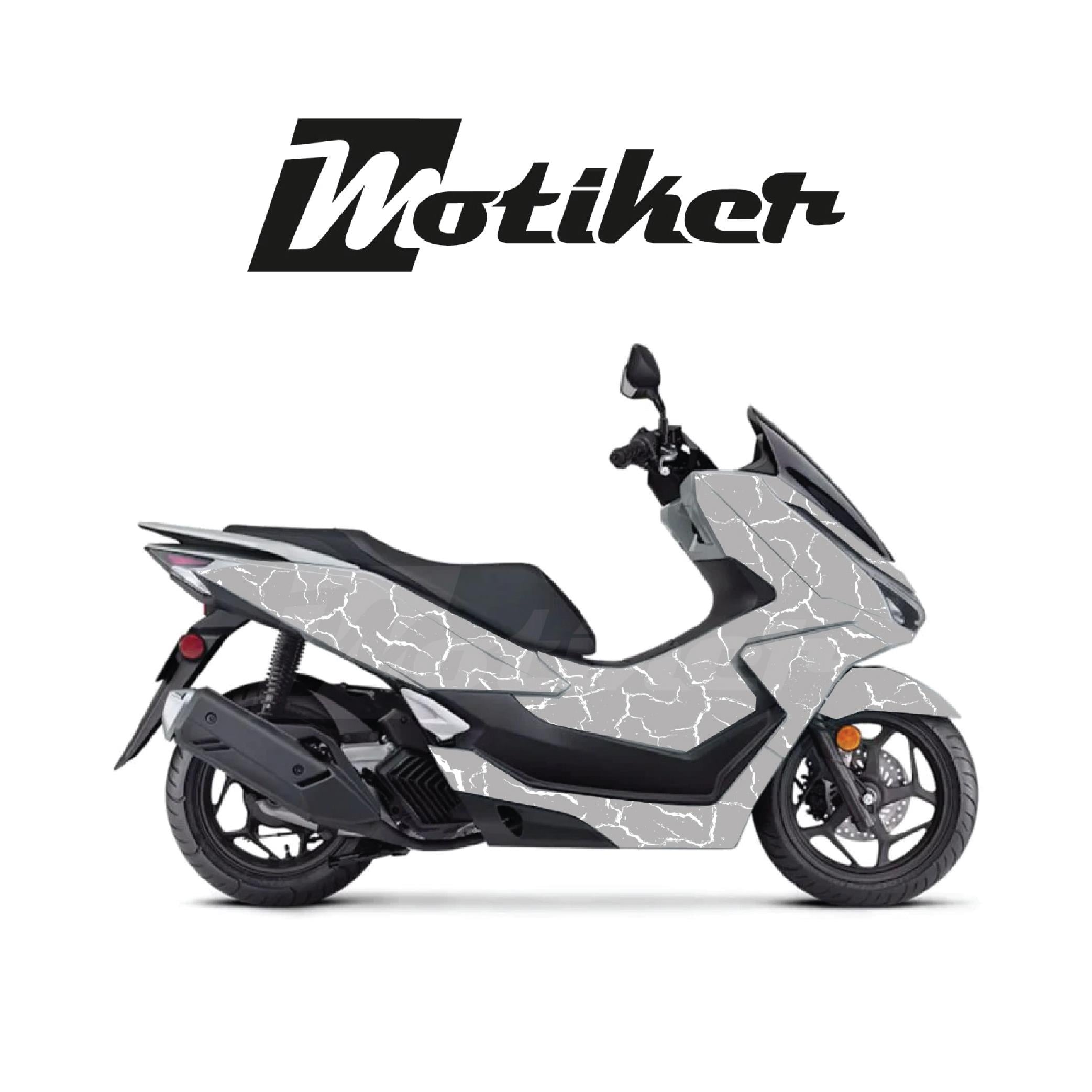 HONDA PCX Gri Üzeri Beyaz Şimşek Deseni Kaplama 