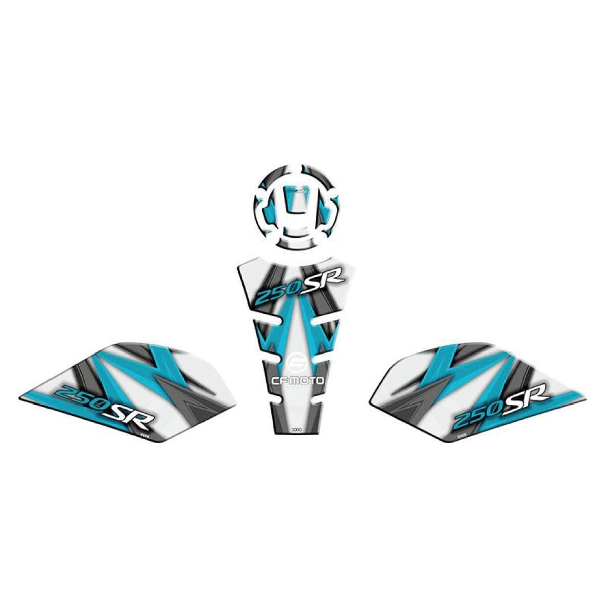 CF MOTO 250 SR 2020- 2023 UYUMLU Tank Pad SET Dinamik Mavi-Gri Detaylı