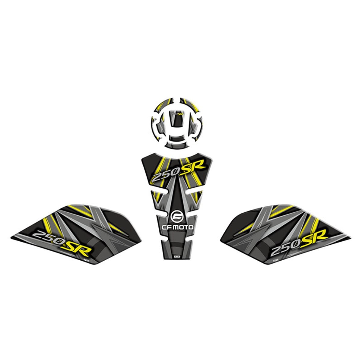 CF MOTO 250 SR Gri Sarı Tank Pad Damla Sticker Modeli Takım 1
