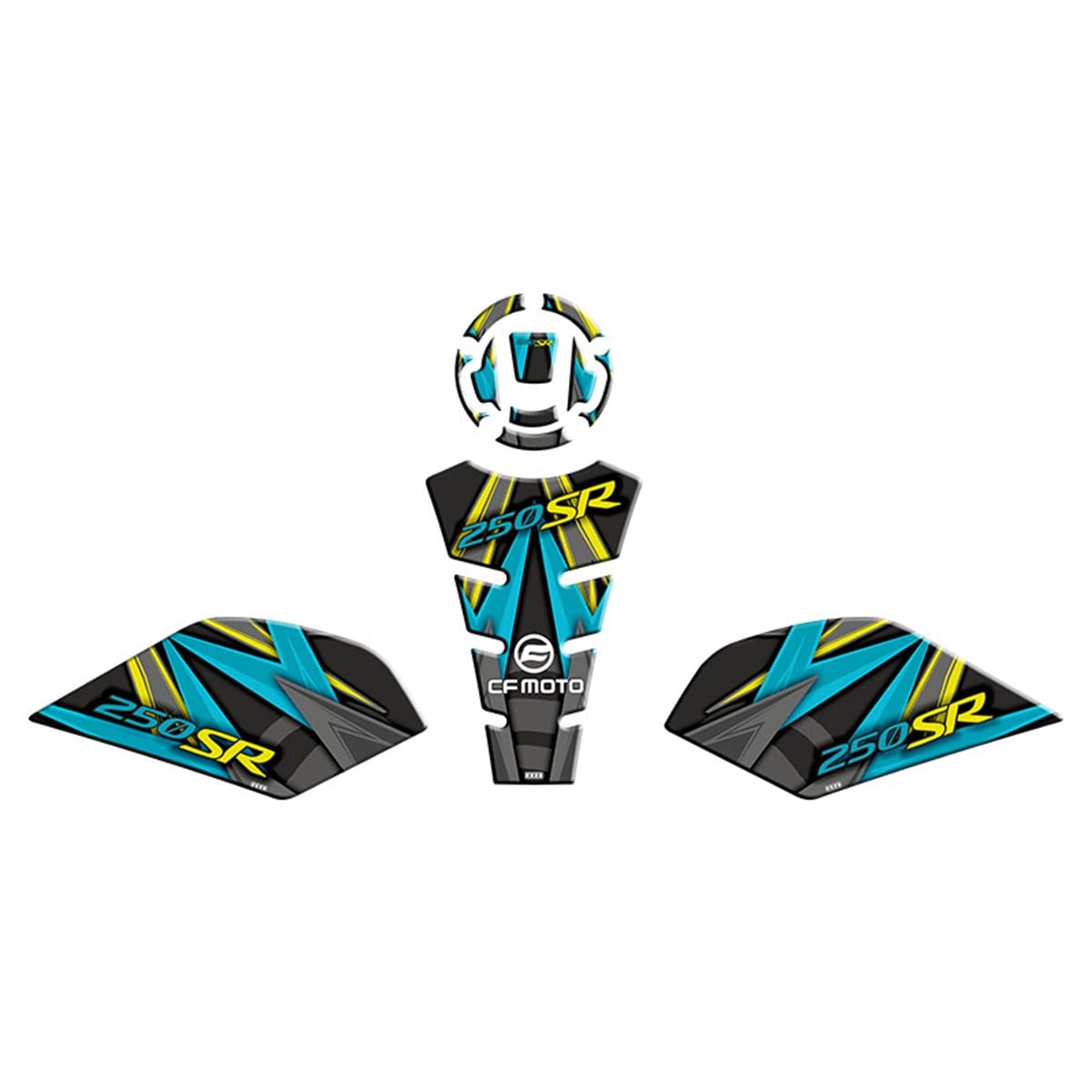 CF MOTO 250 SR Turkuaz Sarı Tank Pad Damla Sticker Modeli Takım 001