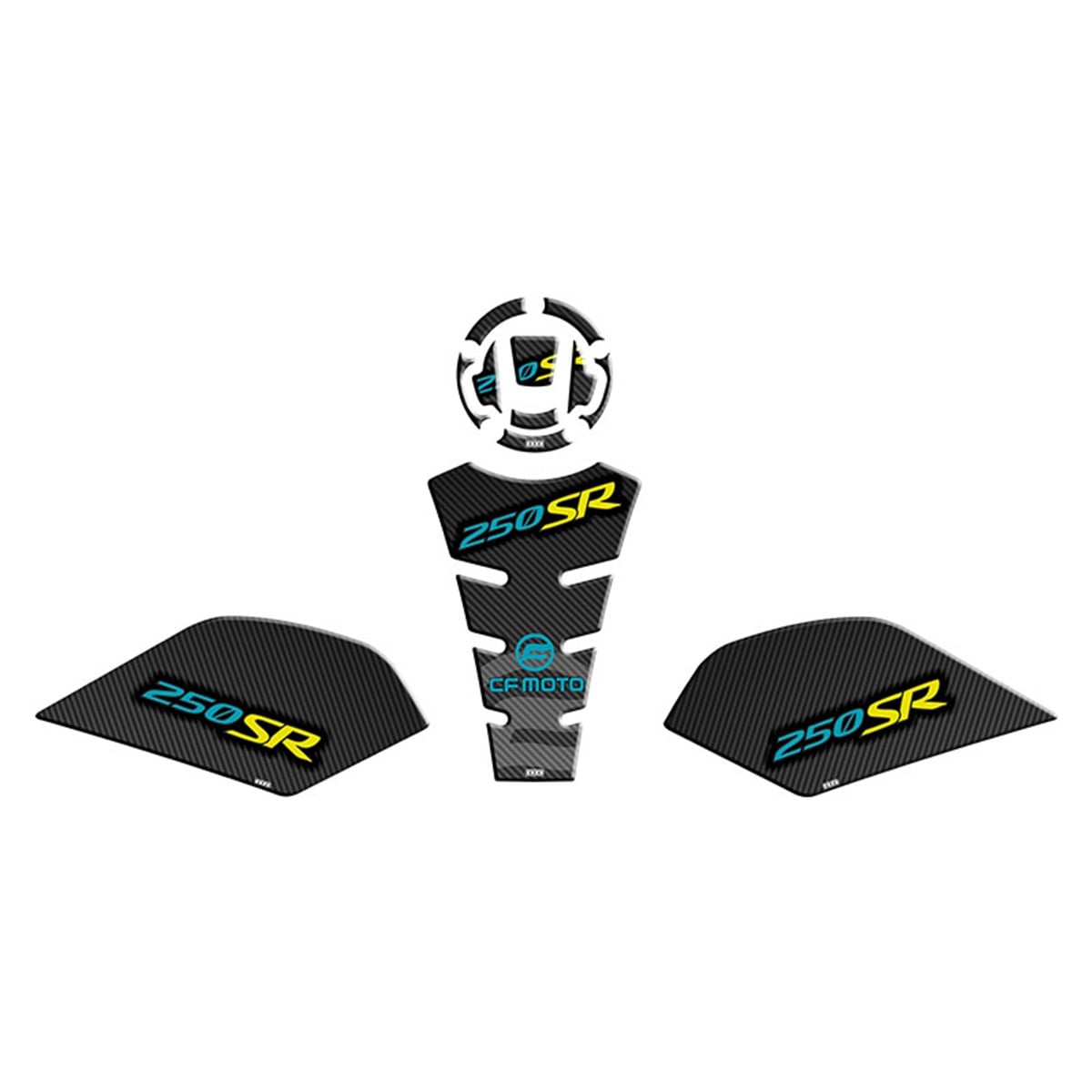 CF MOTO 250 SR Turkuaz Sarı  Tank Pad Damla Sticker Modeli Takım 