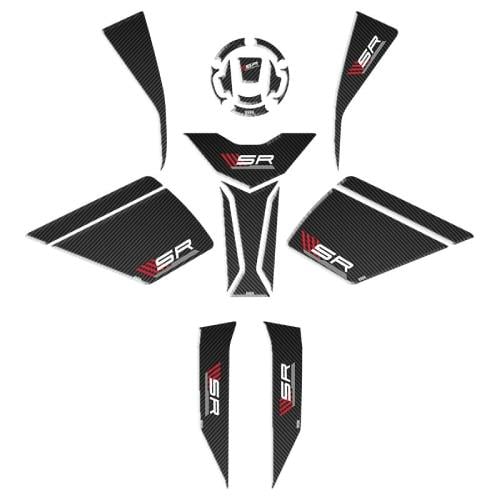 CF MOTO 450 SR 2023 UYUMLU FULL PARÇA TANKPAD SET KARBON KIRMIZI DETAY