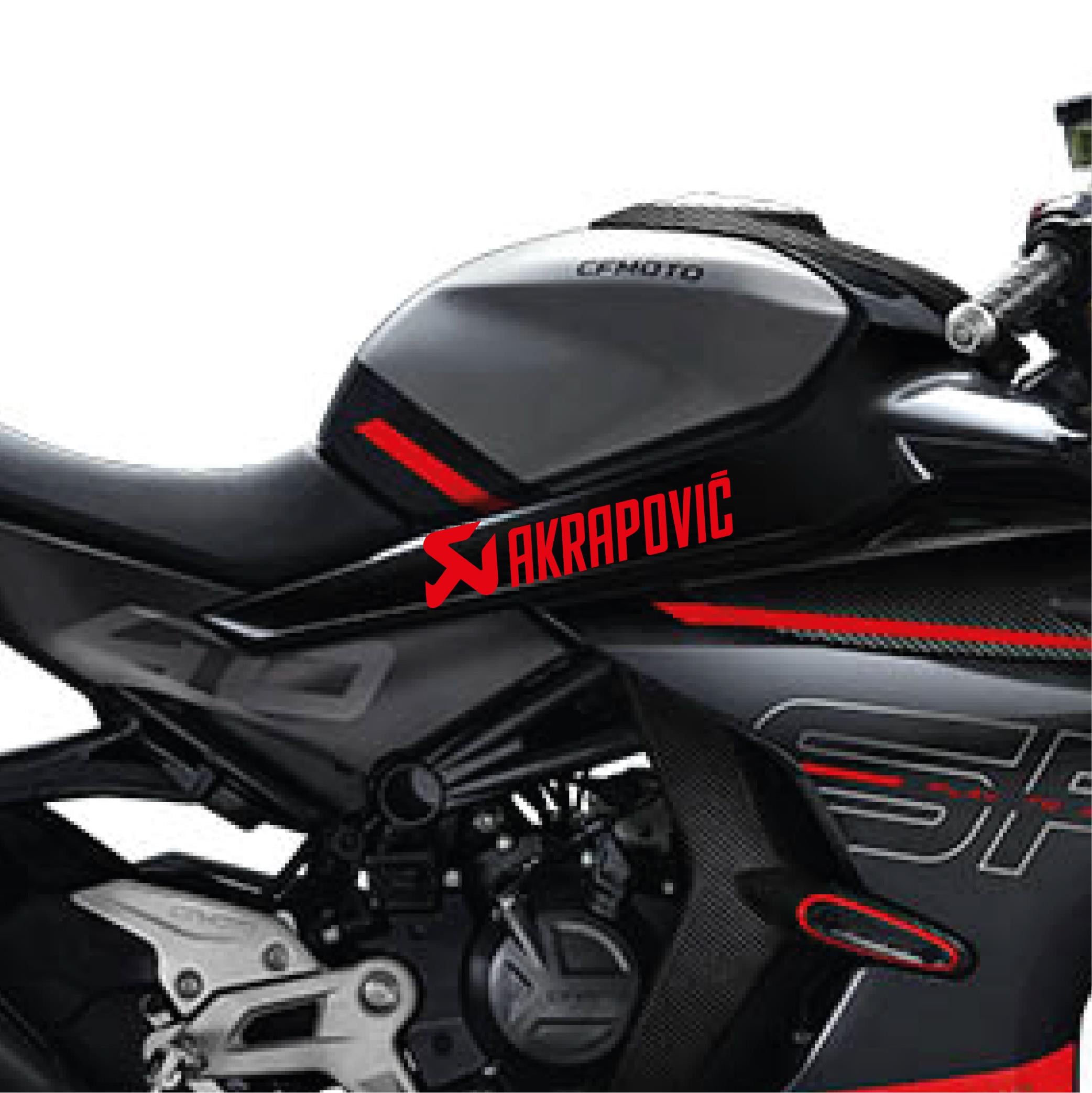 450SRCF MOTO 450SR Akrapovic Orta Şase Tasarım Motosiklet Sticker Etiket Modeli Kırmızı