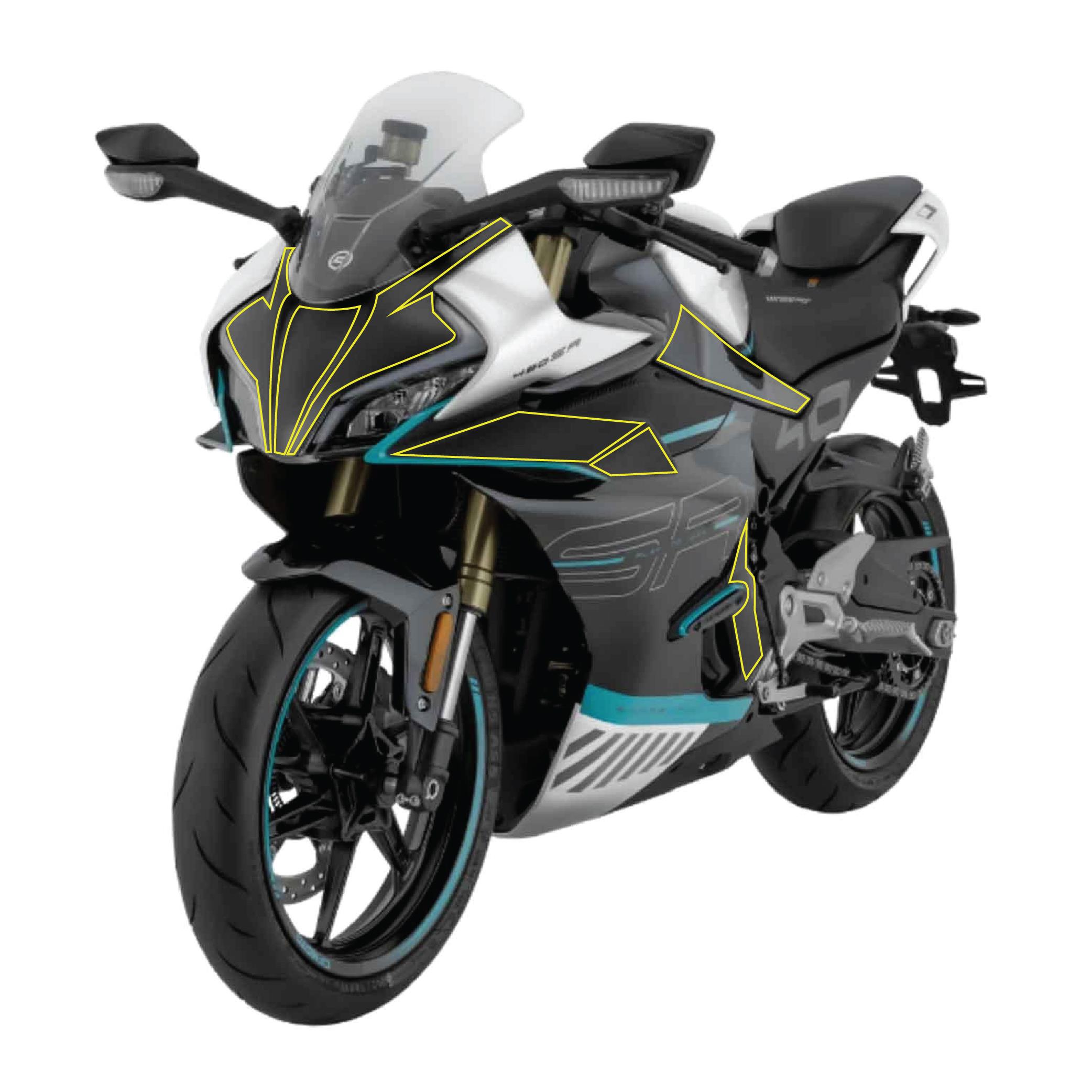 450SRCF MOTO 450SR Karbon Set Orta Sase On Kafa Yan Kanat Sticker Etiket Modeli