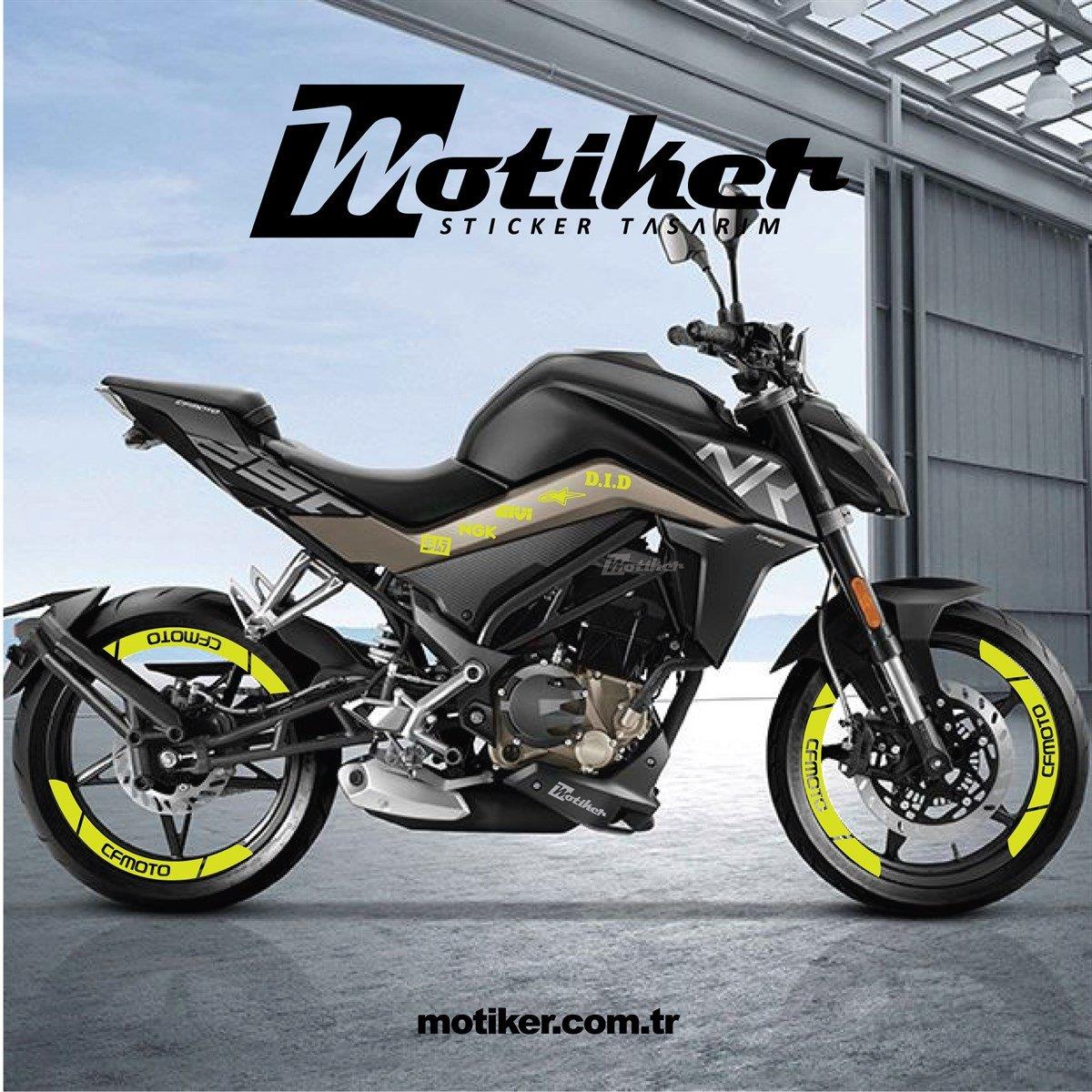 250 NKCF MOTO NK250 Şase Logolar ve Jant Sticker Neon Sarı