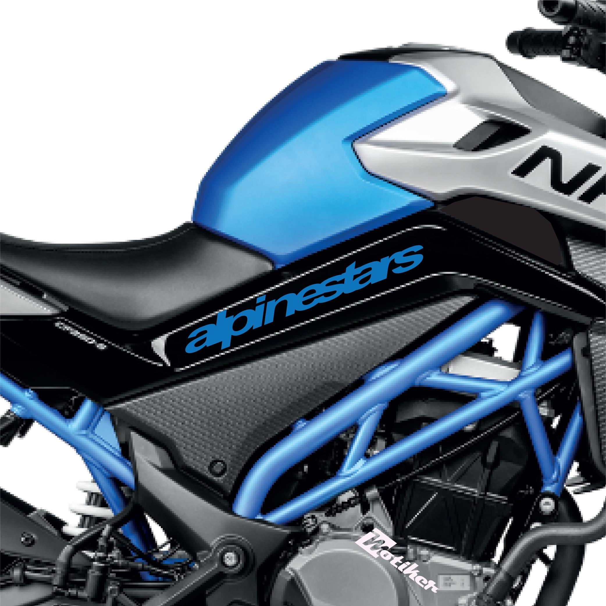 250 NKCFMOTO 250 NK Alpinestars Orta Şase Tasarım Motosiklet Sticker Etiket Modeli Mavi