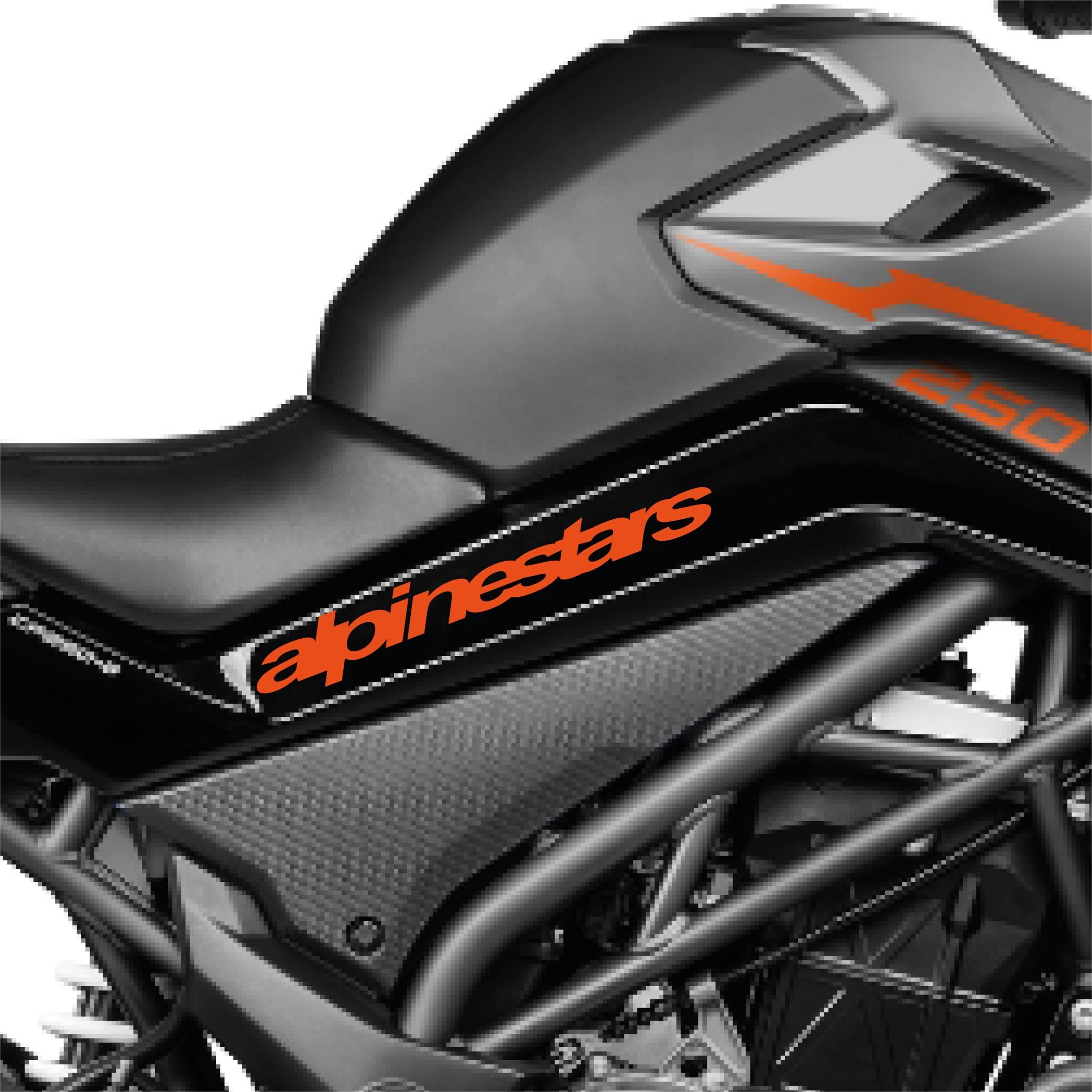 250 NKCFMOTO 250 NK Alpinestars Orta Şase Tasarım Motosiklet Sticker Etiket Modeli Turuncu