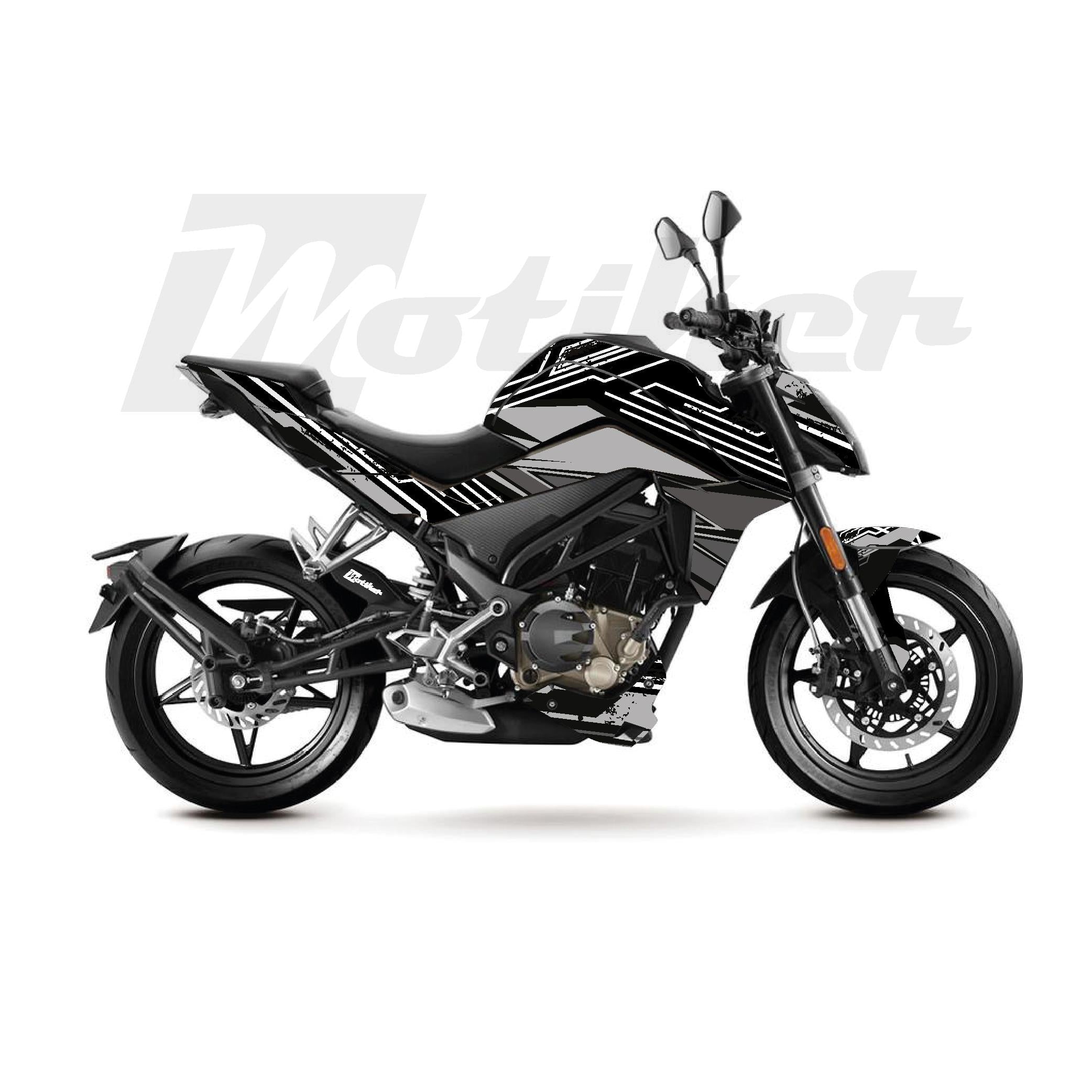 250 NKCFMOTO 250NK K'night Model Parçalı Motosiklet Kaplama Sticker Etiket Modeli Koyu Gri Gri Beyaz