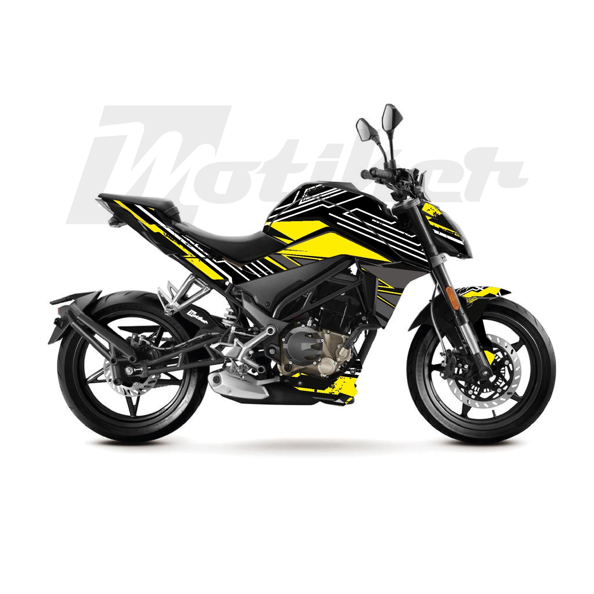 250 NKCFMOTO 250NK K'night Model Parçalı Motosiklet Kaplama Sticker Etiket Modeli Sarı Gri Beyaz